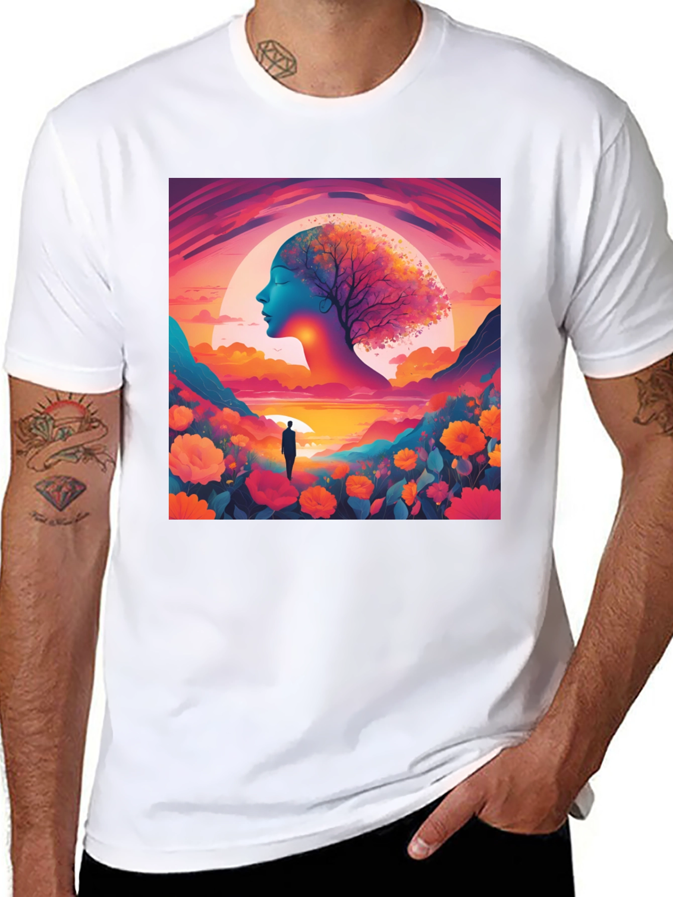 Black Nature's Dream T-Shirt - Artistic Graphic Tee view 8