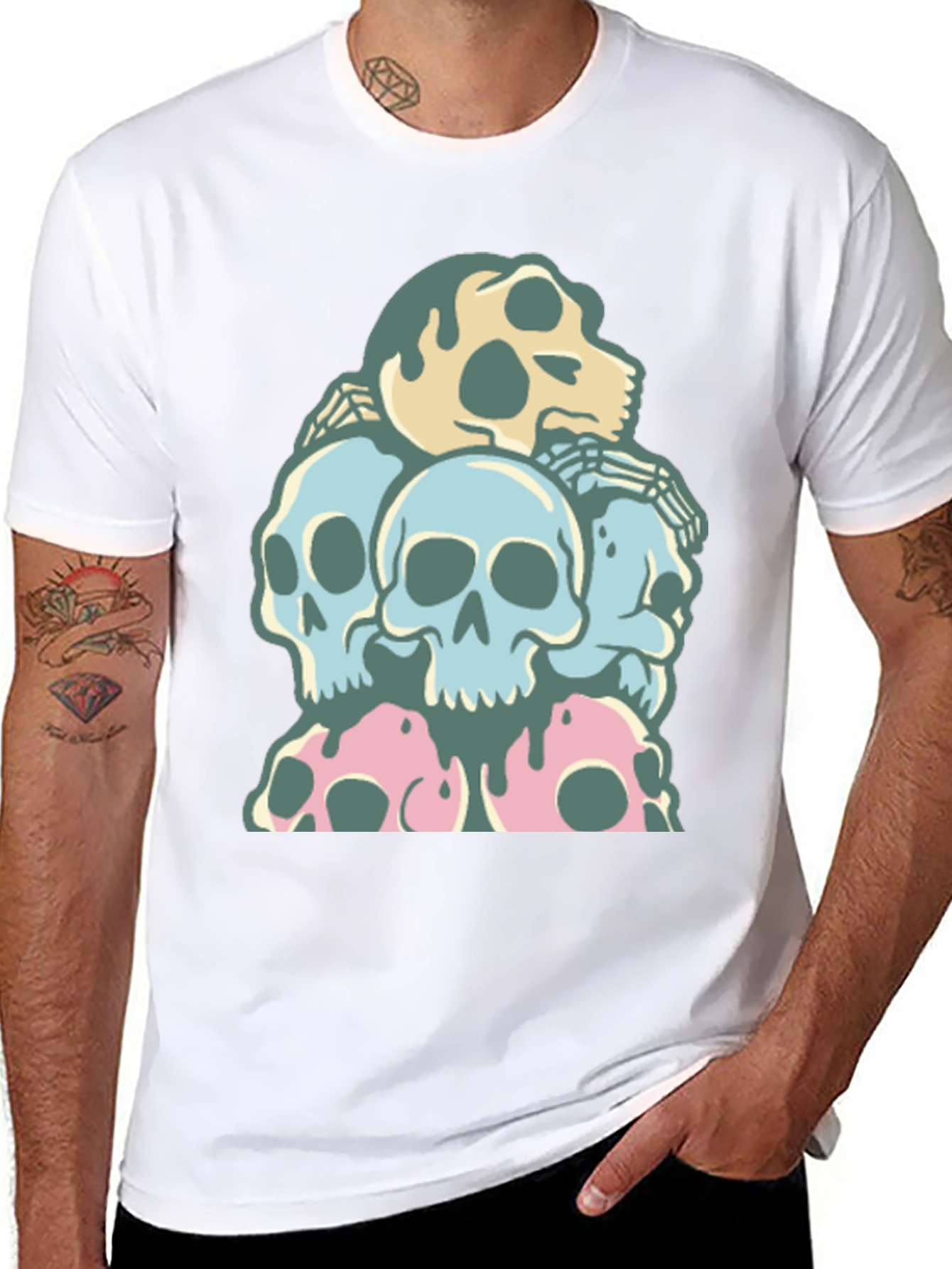 Black Skull Pile T-Shirt - Dark Humor Graphic Tee view 8