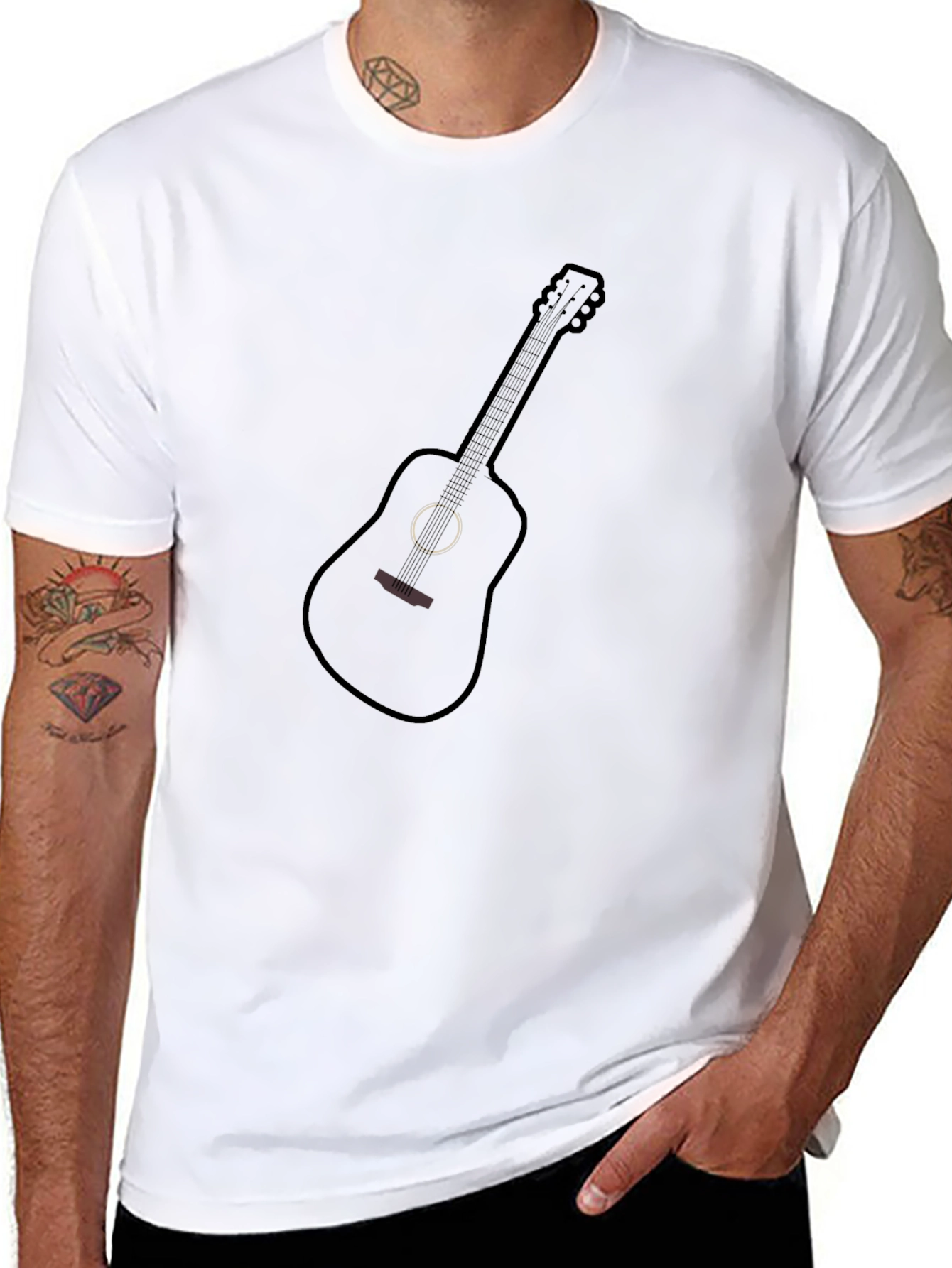 Black Black Guitar Graphic Tee - Music Lover T-Shirt view 8