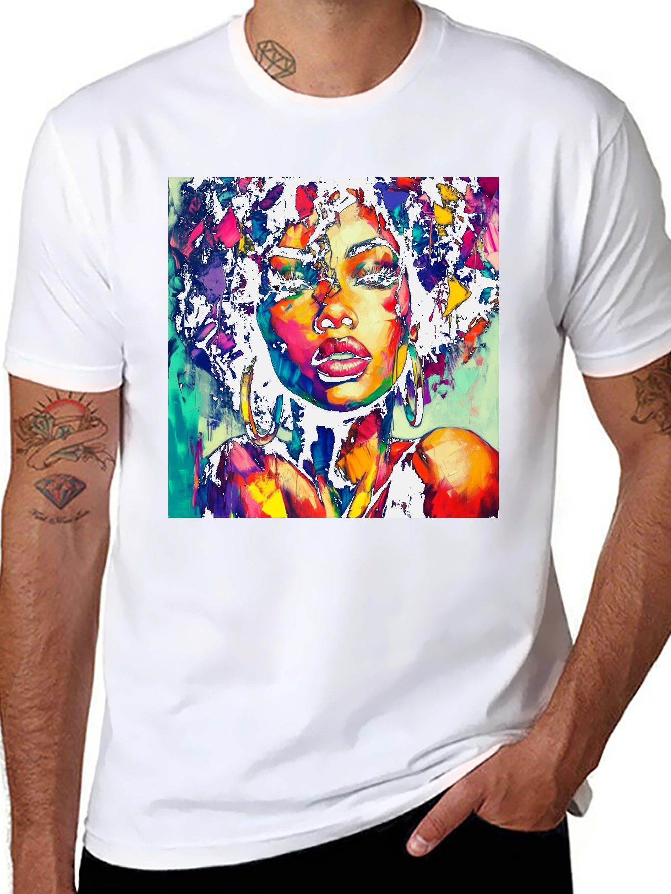 Black Vibrant Woman Portrait Graphic T-Shirt view 8
