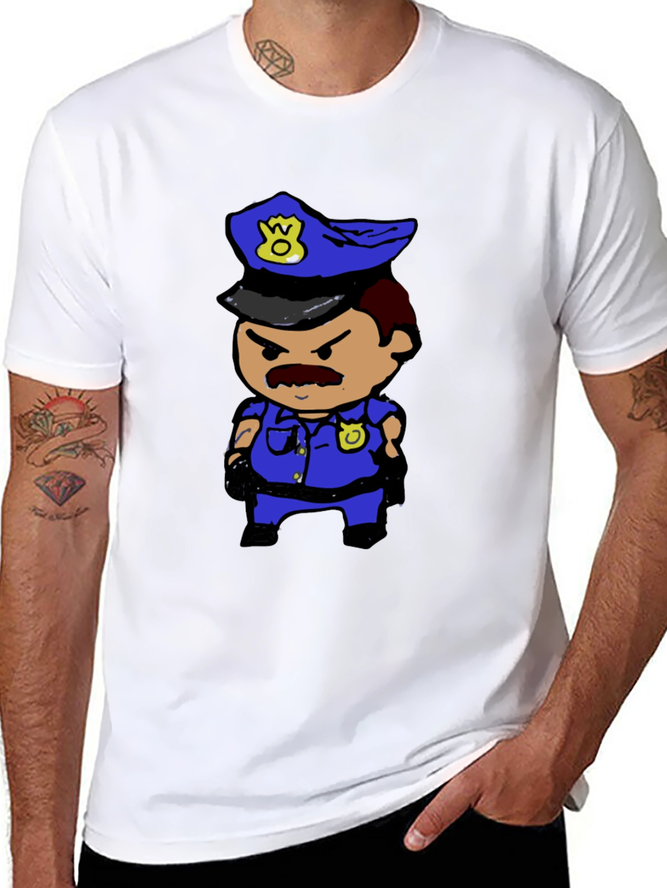 Black Cartoon Cop T-Shirt view 8