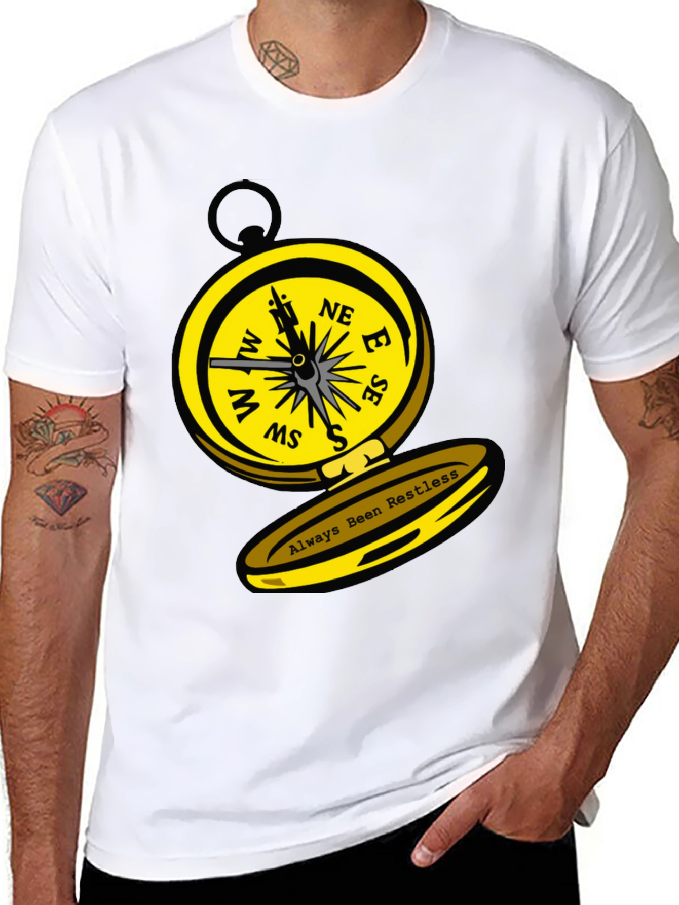 Black Always Been Restless Compass Graphic T-Shirt view 8