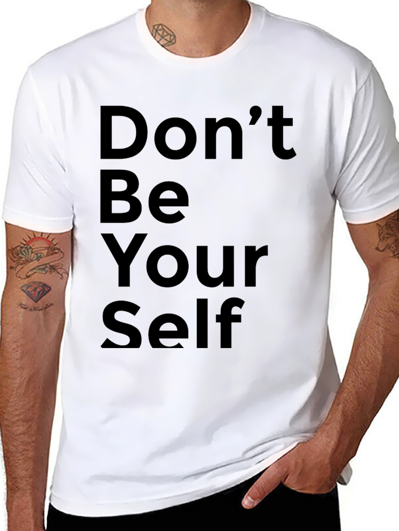 Black Don't Be Yourself Black Graphic Tee view 8