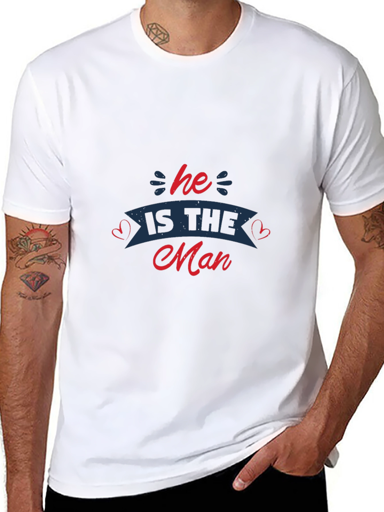 Black He is the Man Graphic T-Shirt - Black Casual Tee view 8
