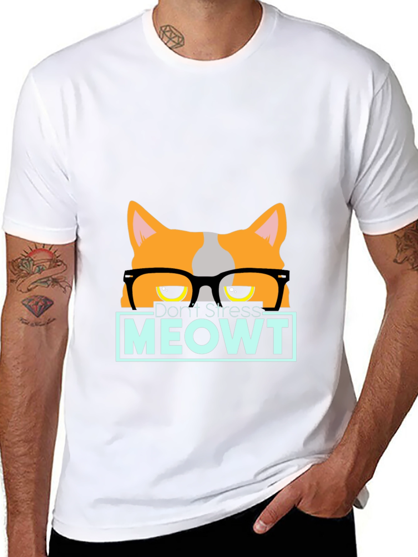 Black Don't Stress MEOWT Cat Graphic Tee view 8