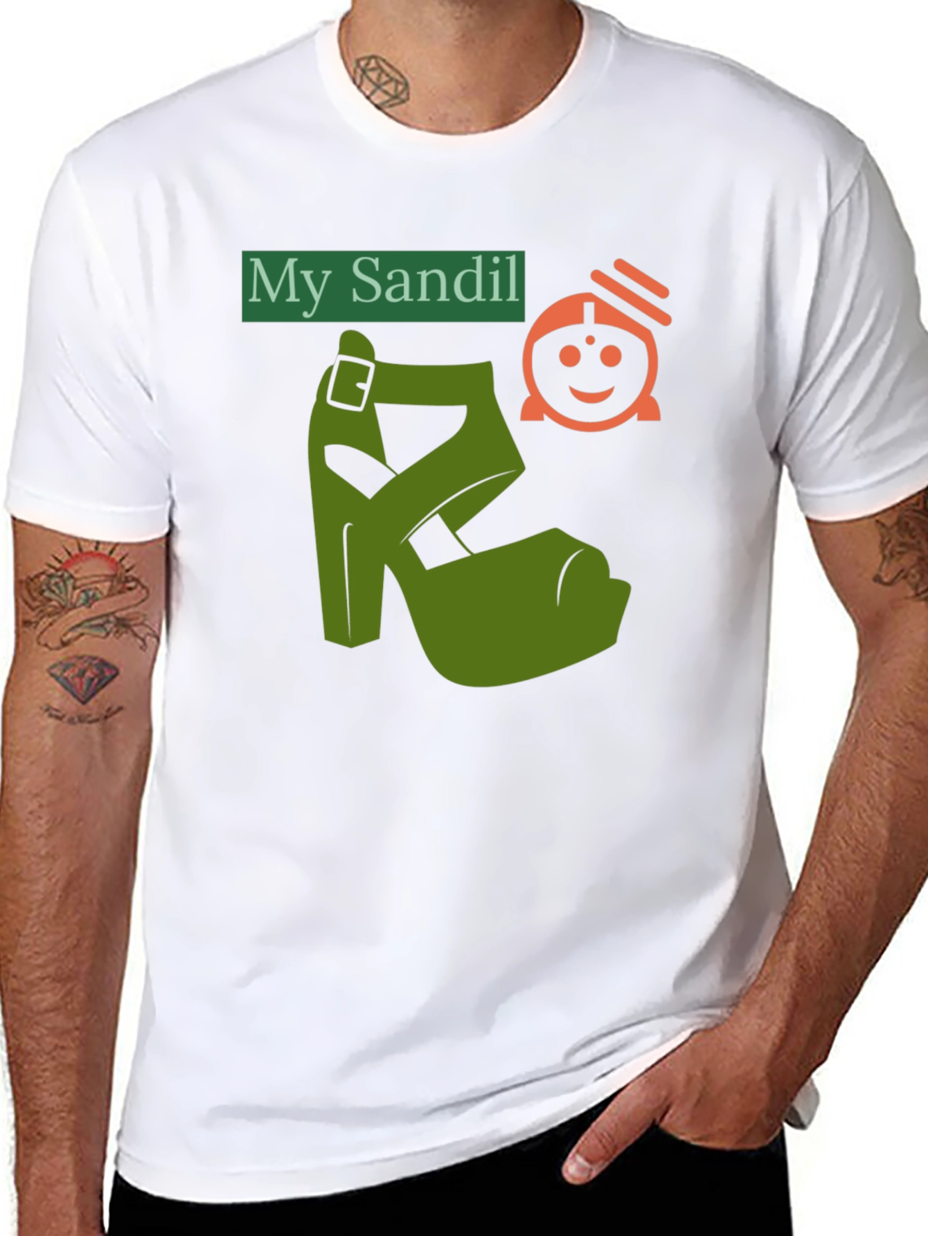 Black Novelty T-Shirt: "My Sandil" Graphic Tee view 8