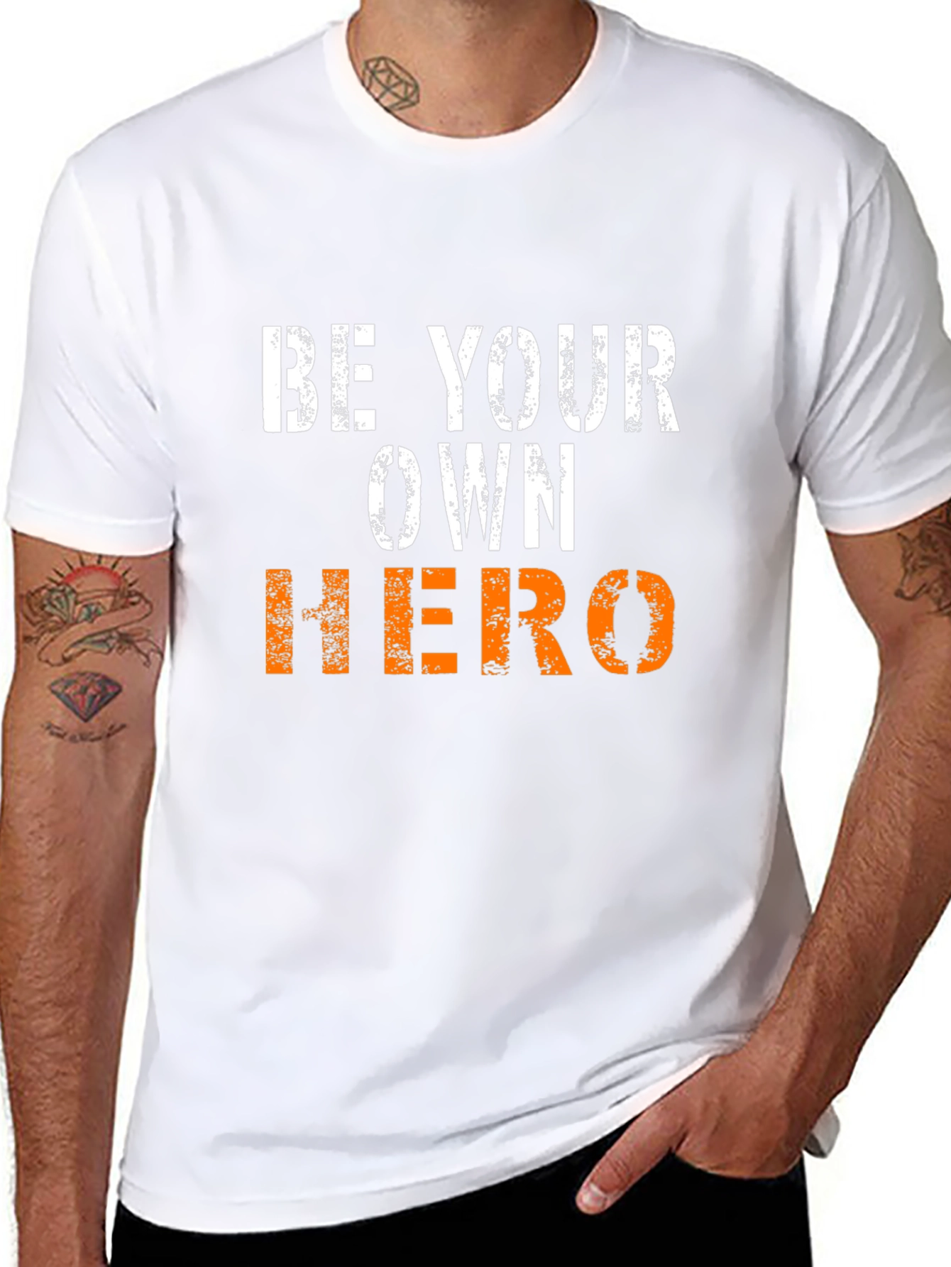 Black Be Your Own Hero Graphic Tee - Motivational Shirt view 8