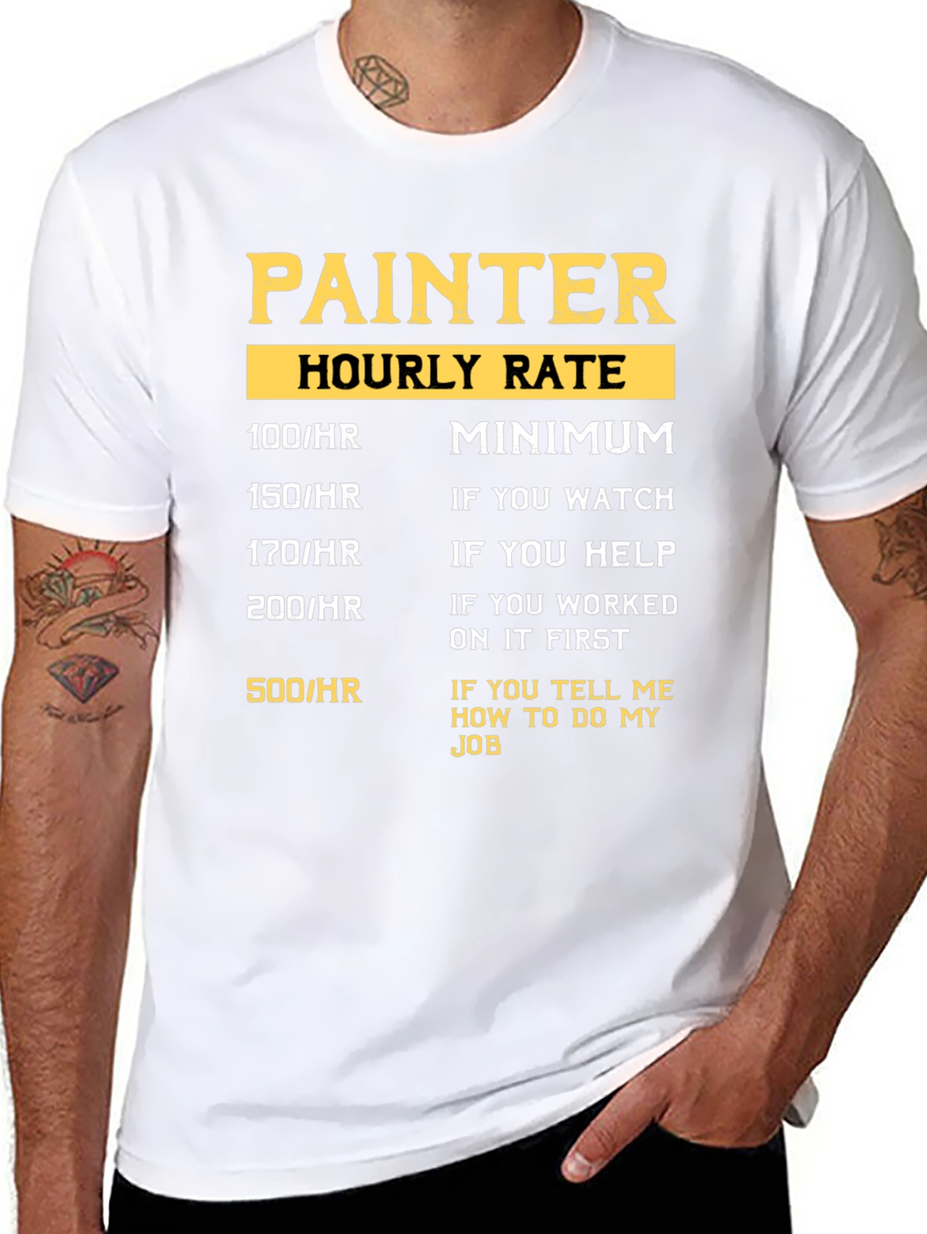 Black Painter Hourly Rate Graphic T-Shirt view 8