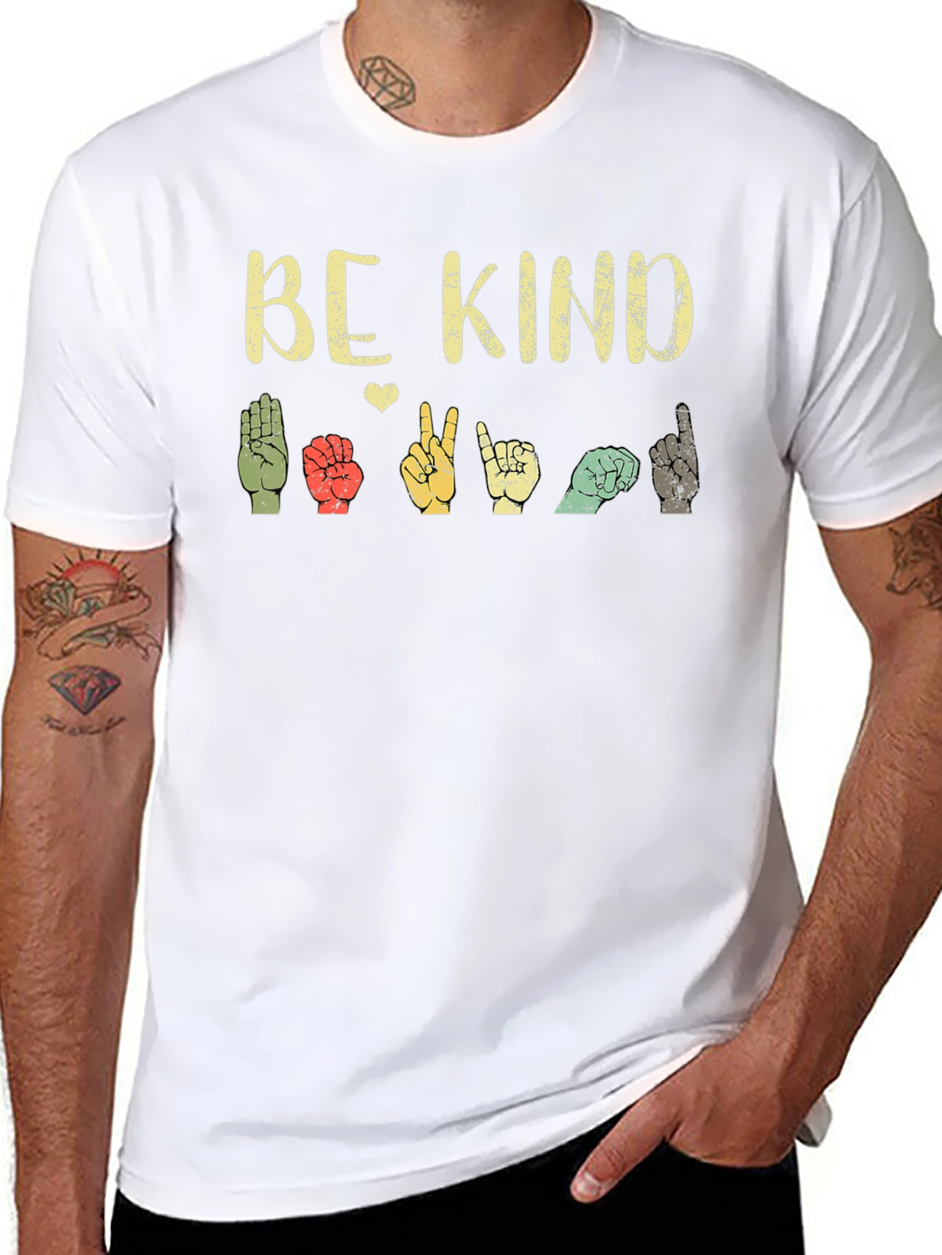 Black Be Kind Sign Language T-Shirt - Comfort Fit view 8