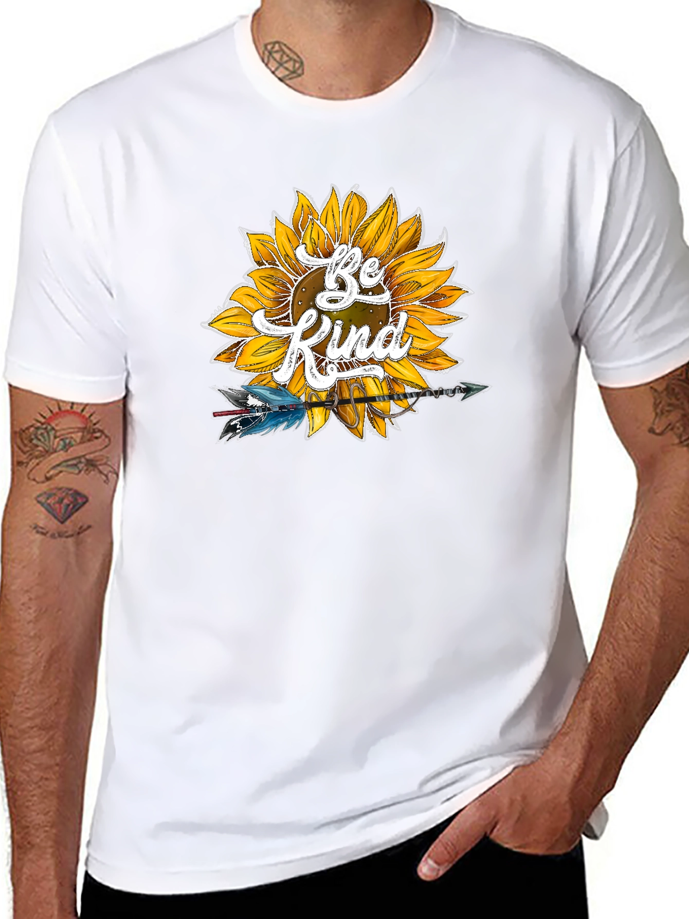 Be Kind Sunflower Graphic Tee - Soft Black Shirt - 8