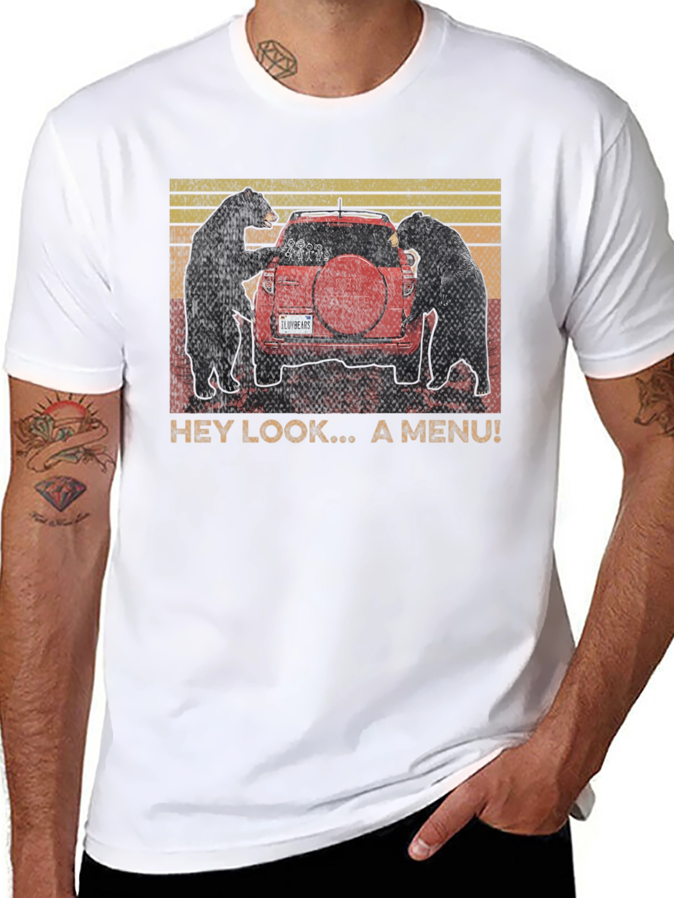 Black Bears & Car T-Shirt - "Hey Look, A Menu!" Humor Tee view 8