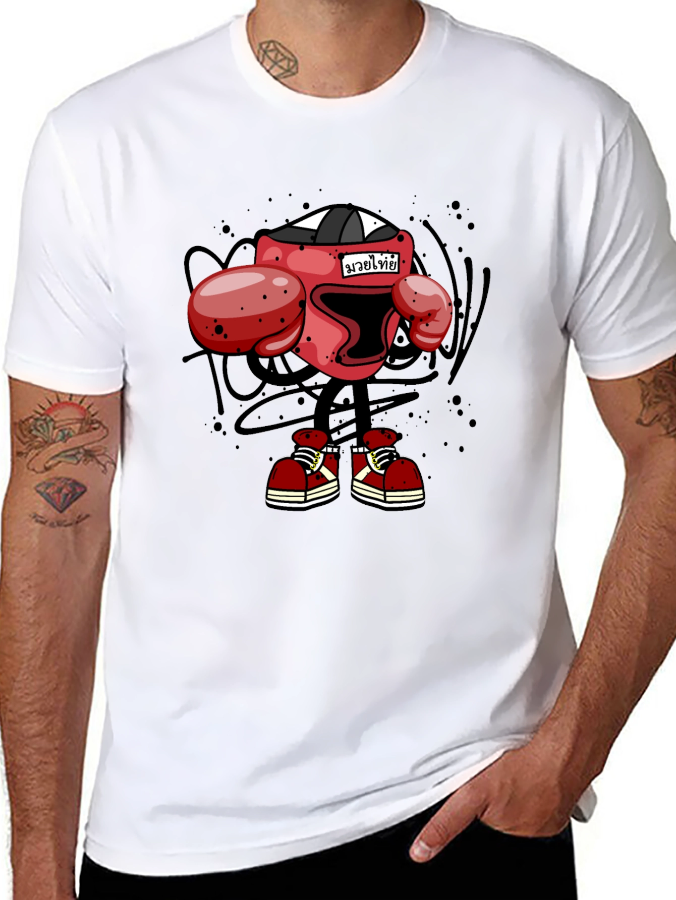 Muay Thai Boxing Cartoon T-Shirt - Black - 8