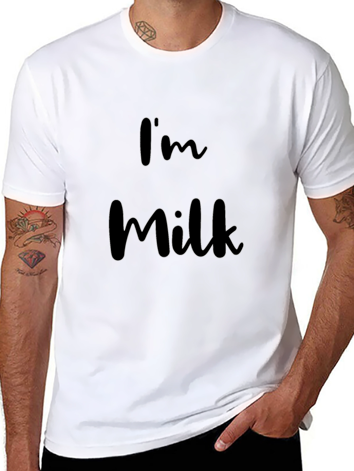 Black I'm Milk Graphic T-Shirt - Funny Humor Tee view 8