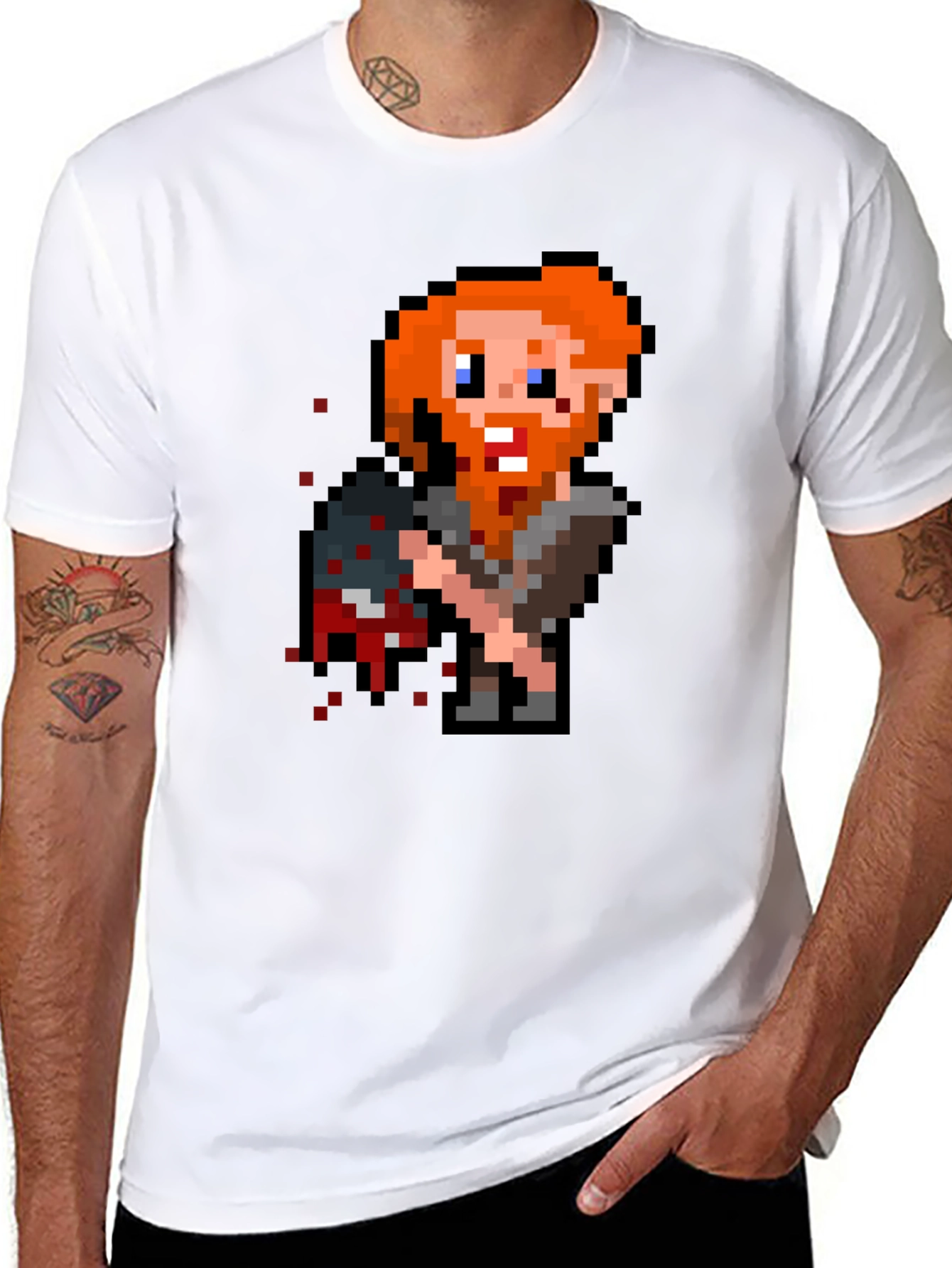 Black Pixelated Viking T-Shirt - Retro Gaming Tee view 8