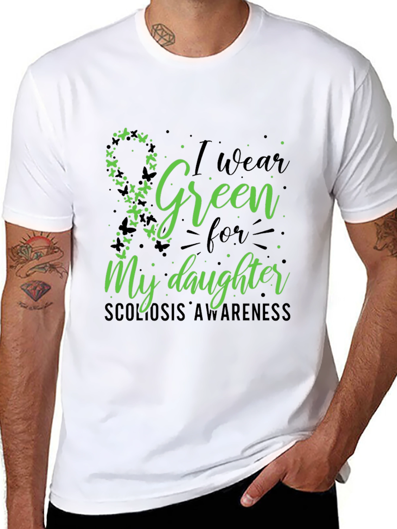 Black Green Scoliosis Awareness T-Shirt view 8