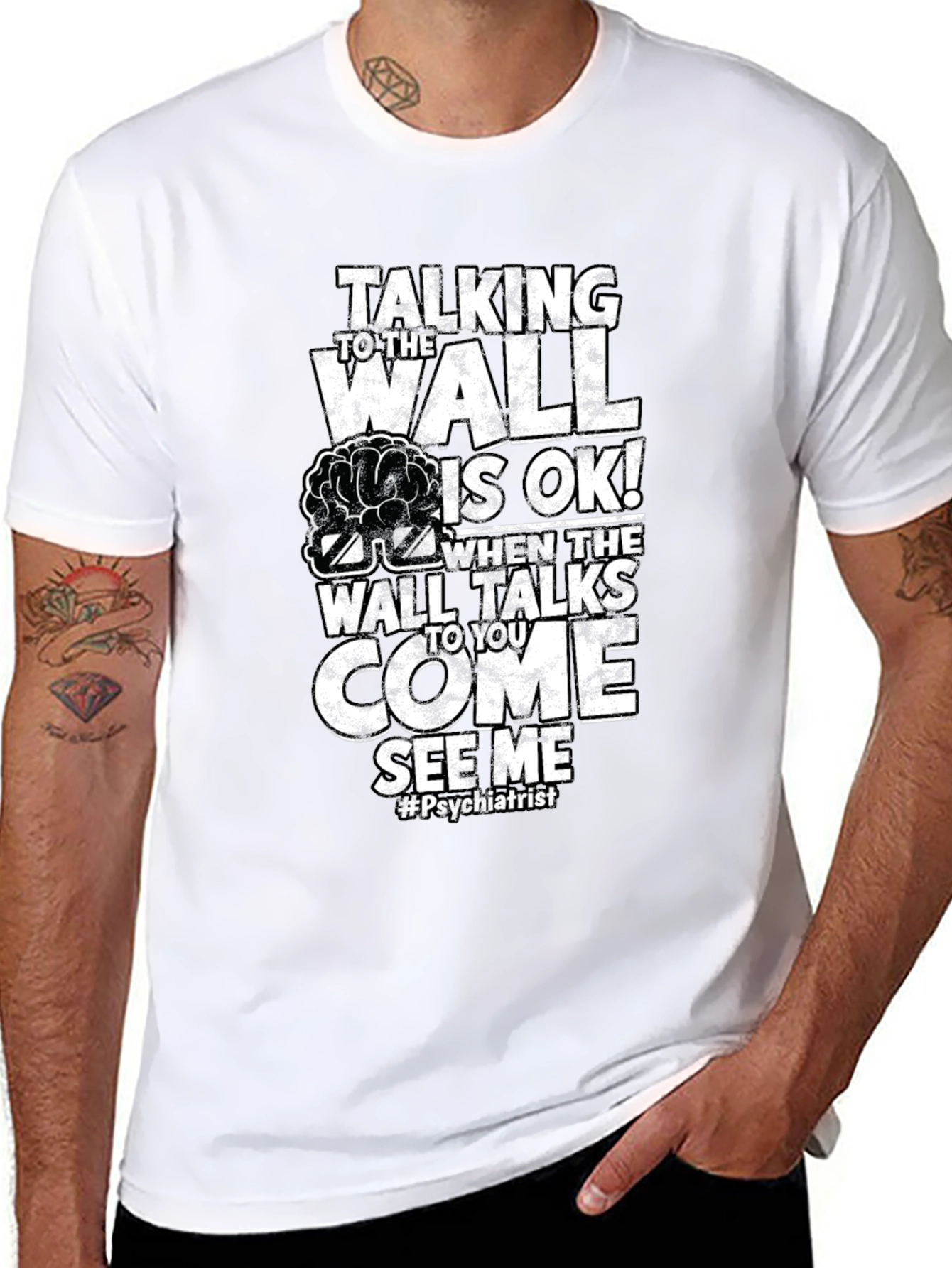 Talking Wall Psychiatrist Humor T-Shirt - 8