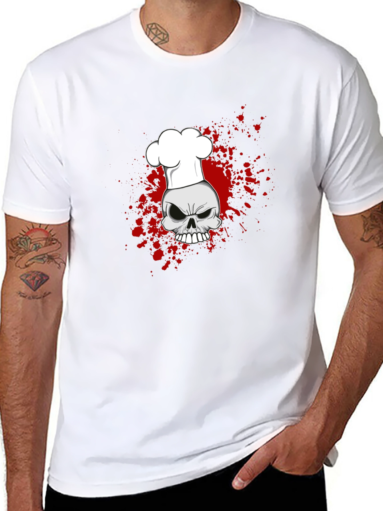 Black Chef Skull Graphic Tee - Culinary Horror Style view 8