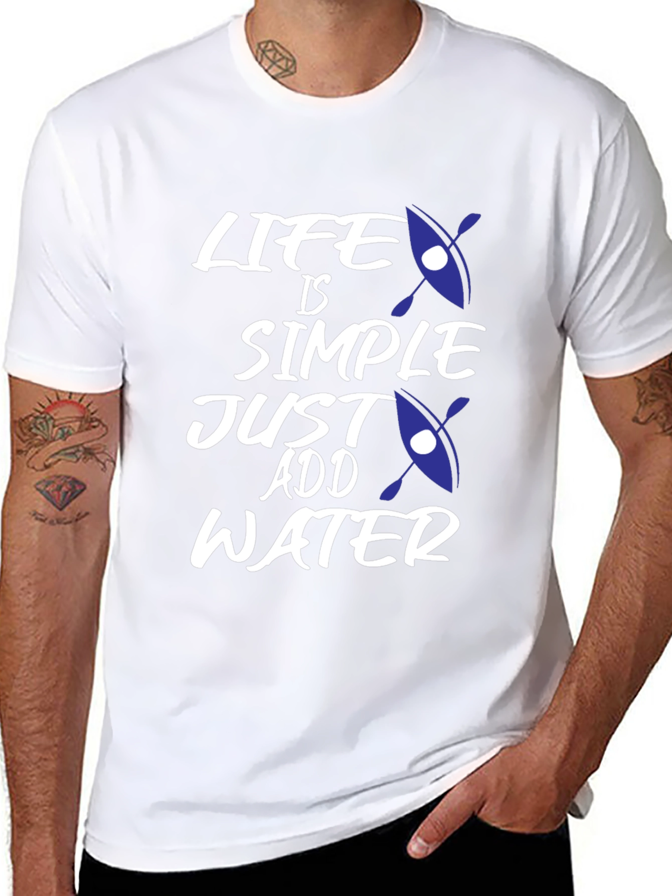 Black Life is Simple, Just Add Water T-Shirt - Kayak Design view 8