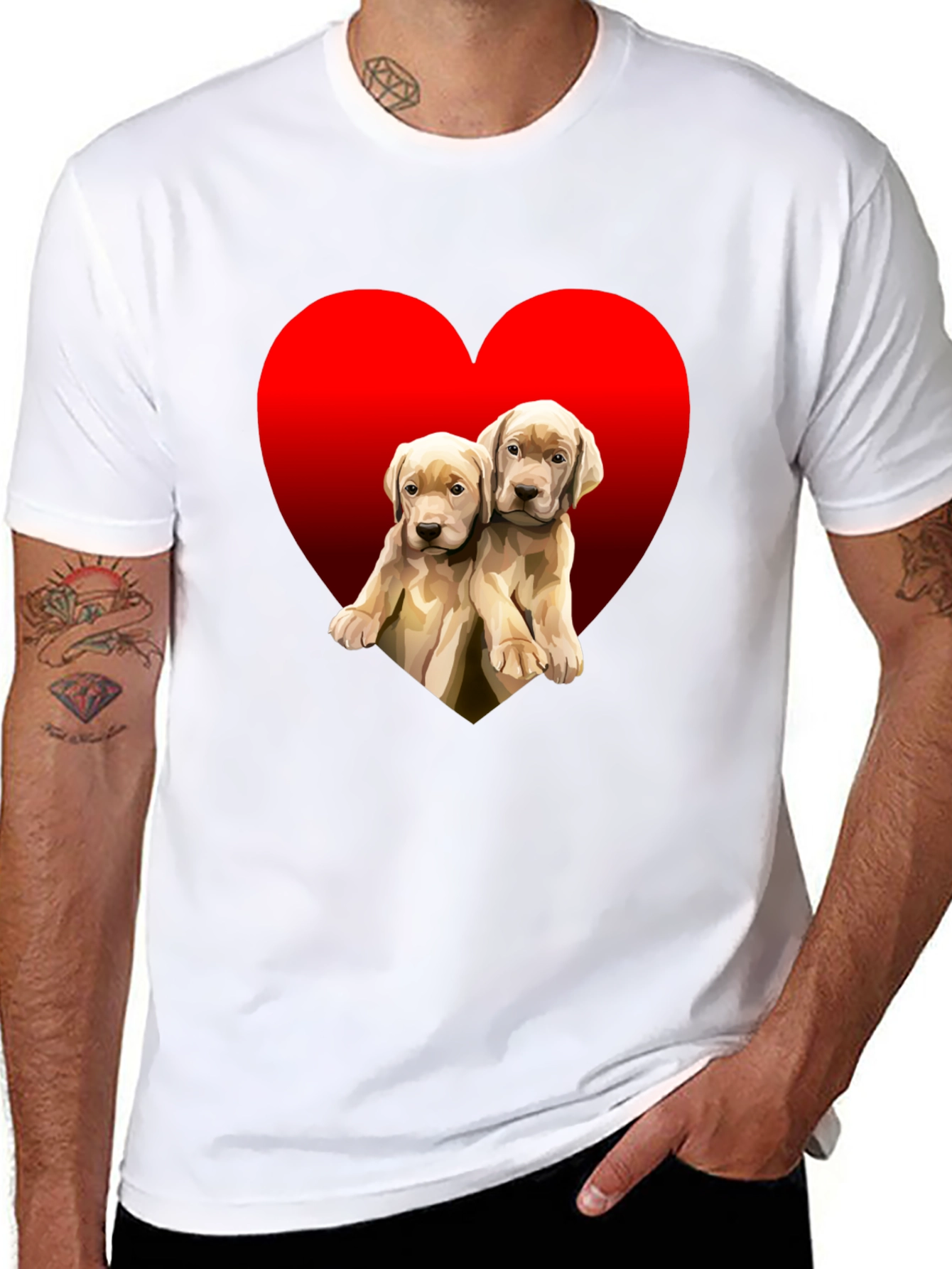 Black Puppy Love Heart Tee - Adorable Dog T-Shirt view 8