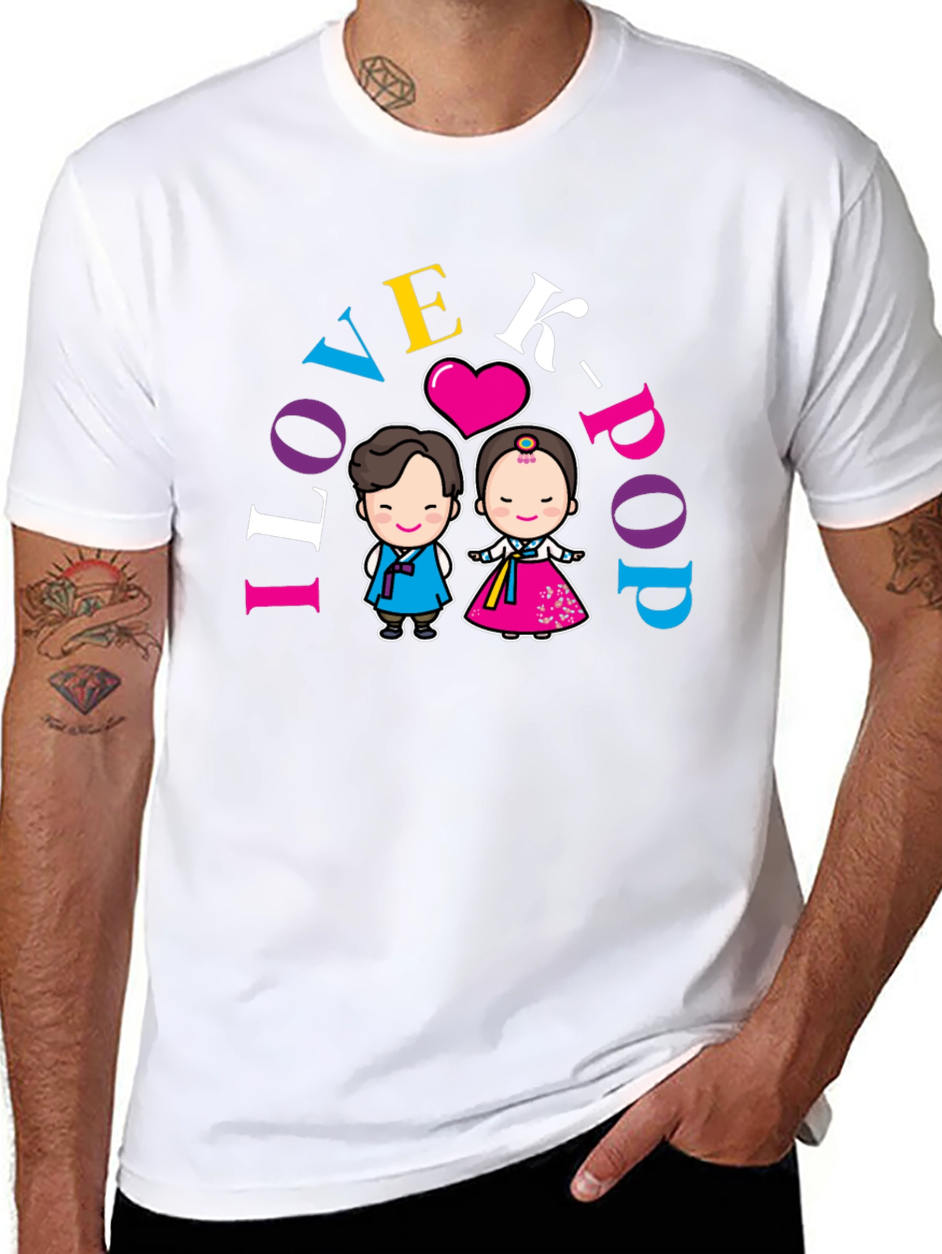 Black I Love K-Pop T-Shirt view 8