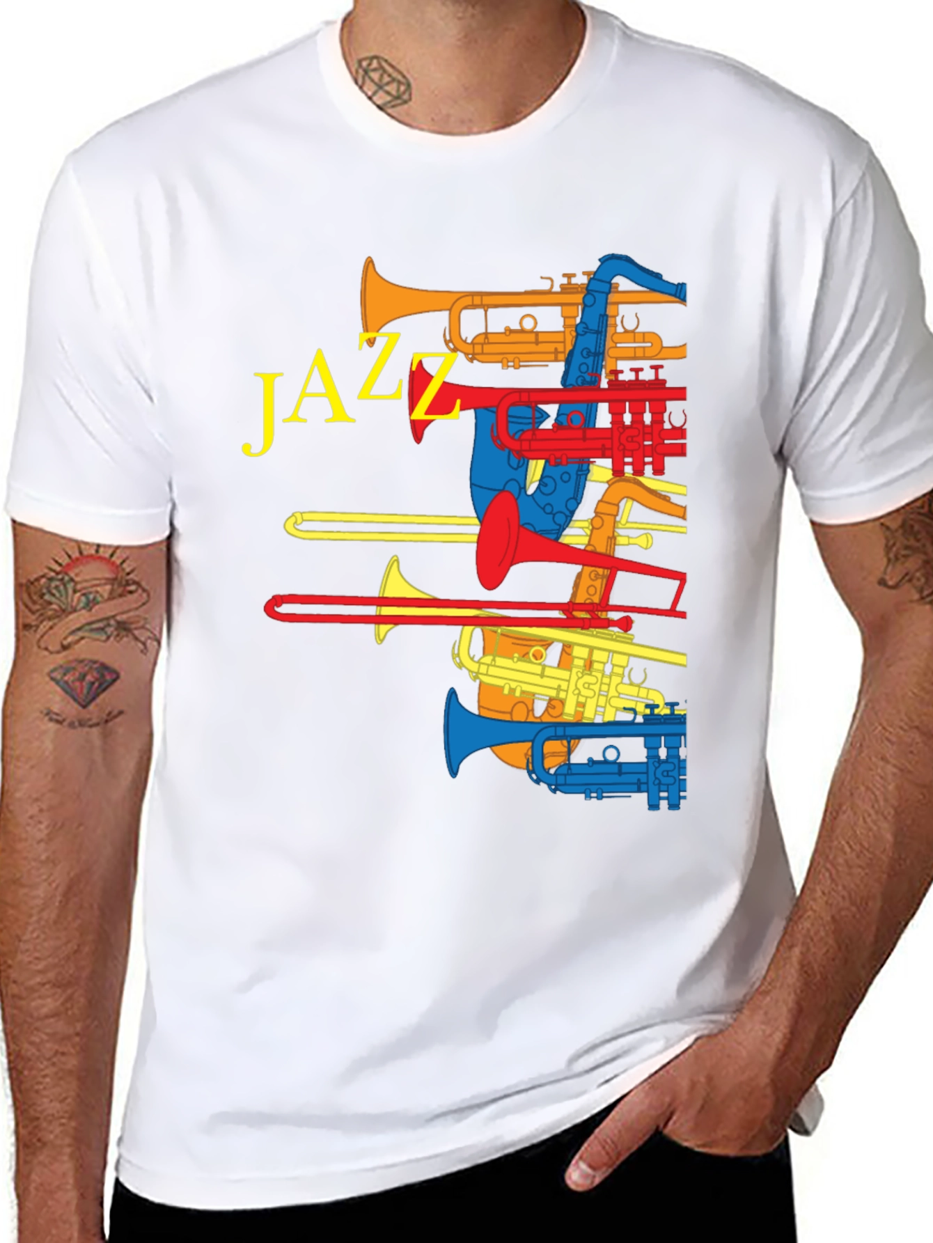 Black Jazz Instrument T-Shirt - Colorful Music Tee view 8