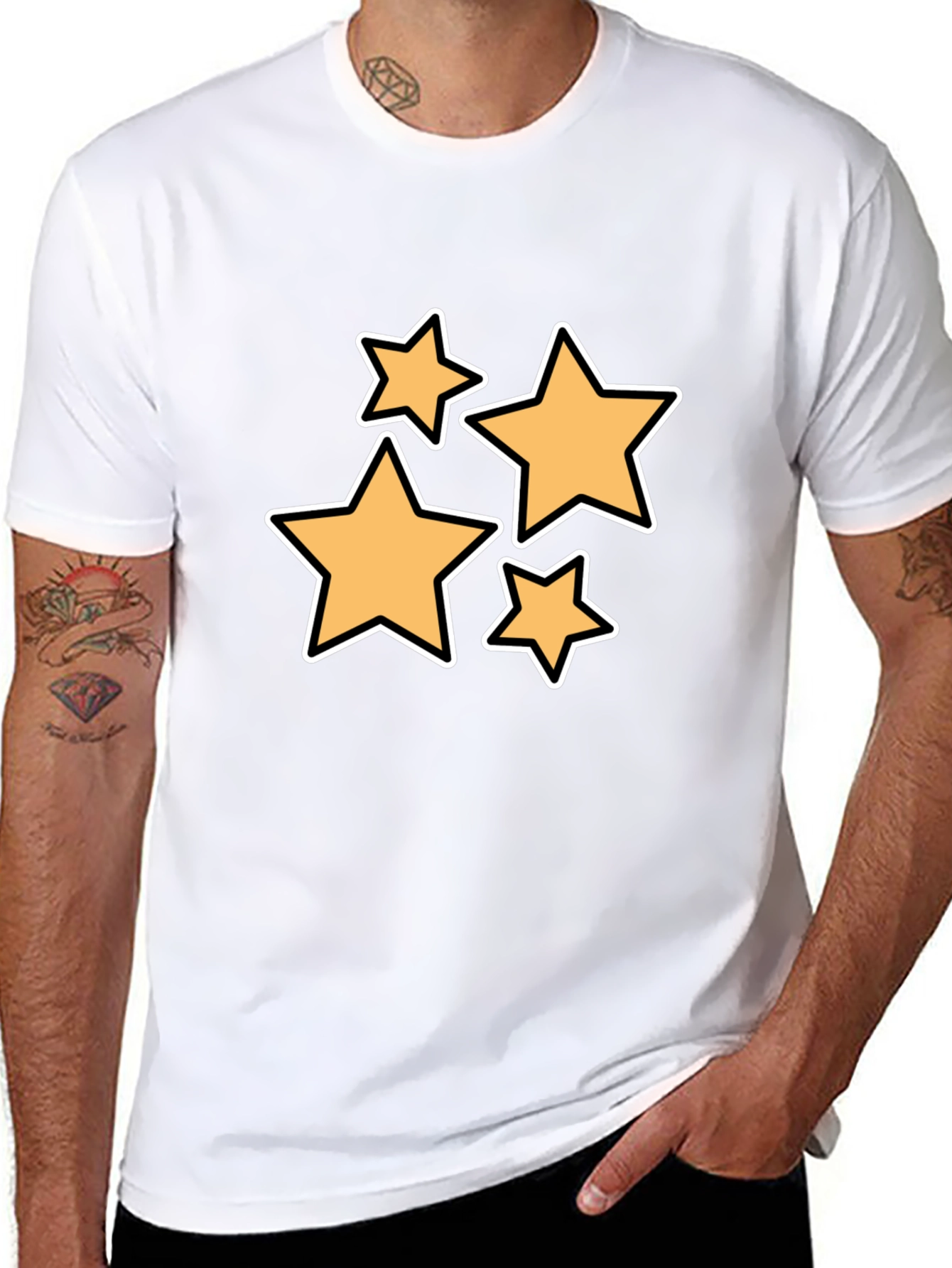 Black Stylish Black T-Shirt with Star Design view 8