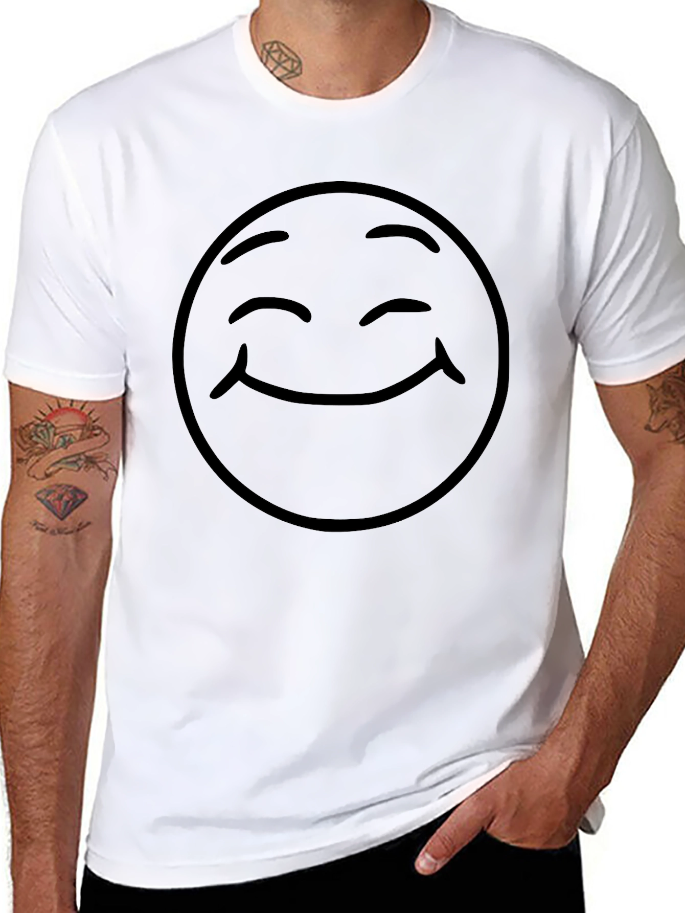Black Smiley Face Graphic Tee - Classic Comfort view 8