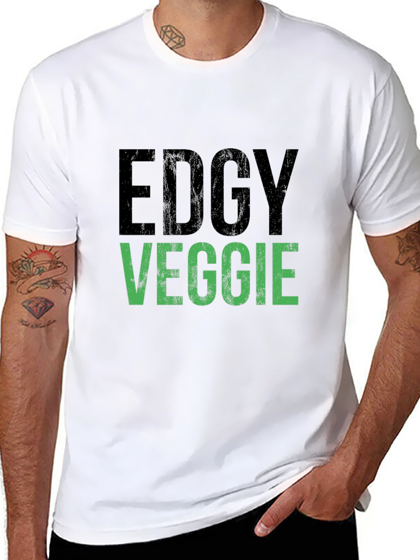 Black Edgy Veggie Graphic T-Shirt - Vegan Style view 8