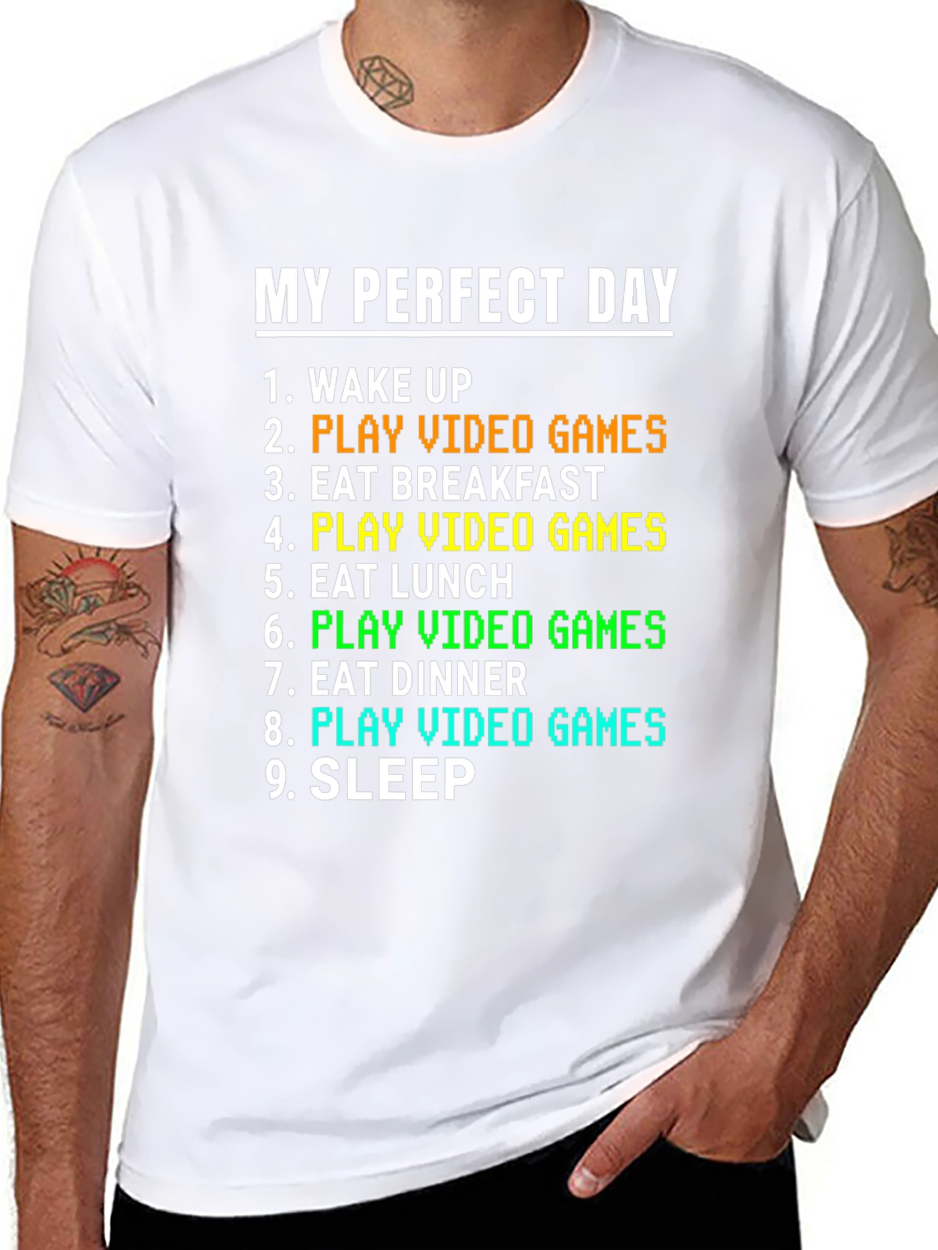Black My Perfect Day Gamer T-Shirt view 8