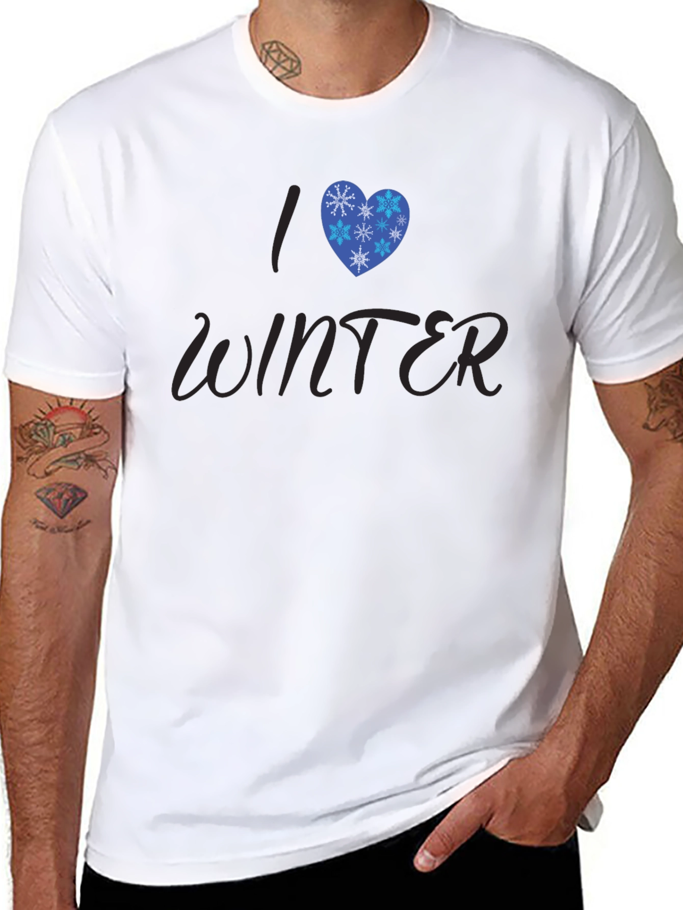 Black I Heart Winter Graphic Tee - Stylish Seasonal T-Shirt view 8