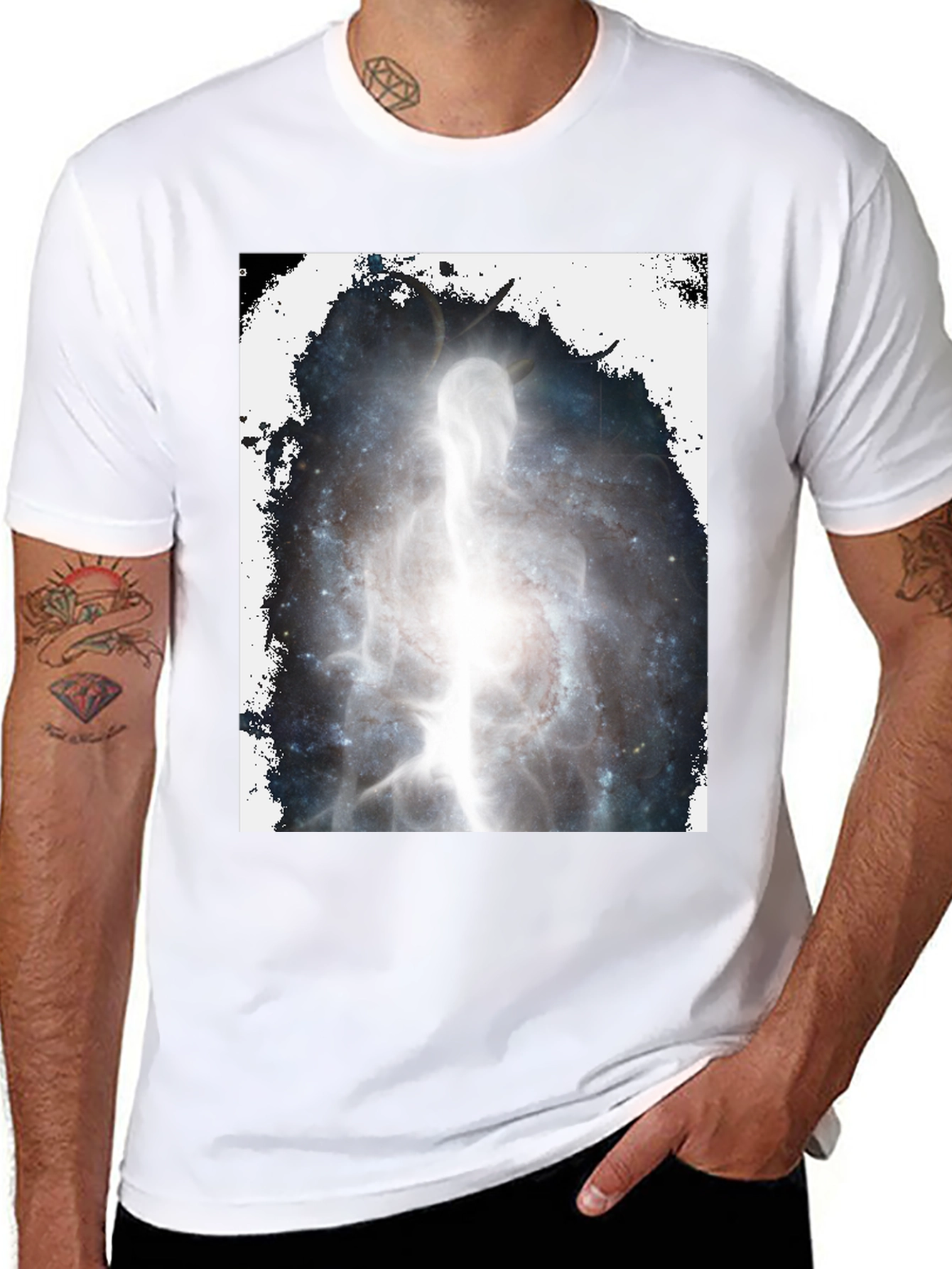 Black Cosmic Being Black Graphic T-Shirt view 8