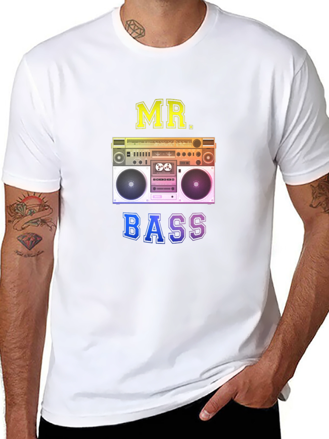Black Mr. Bass Retro Boombox Graphic Tee - Black view 8