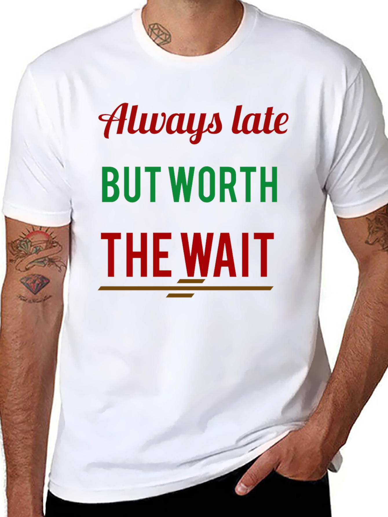 Black Always Late Worth the Wait Graphic Tee view 8