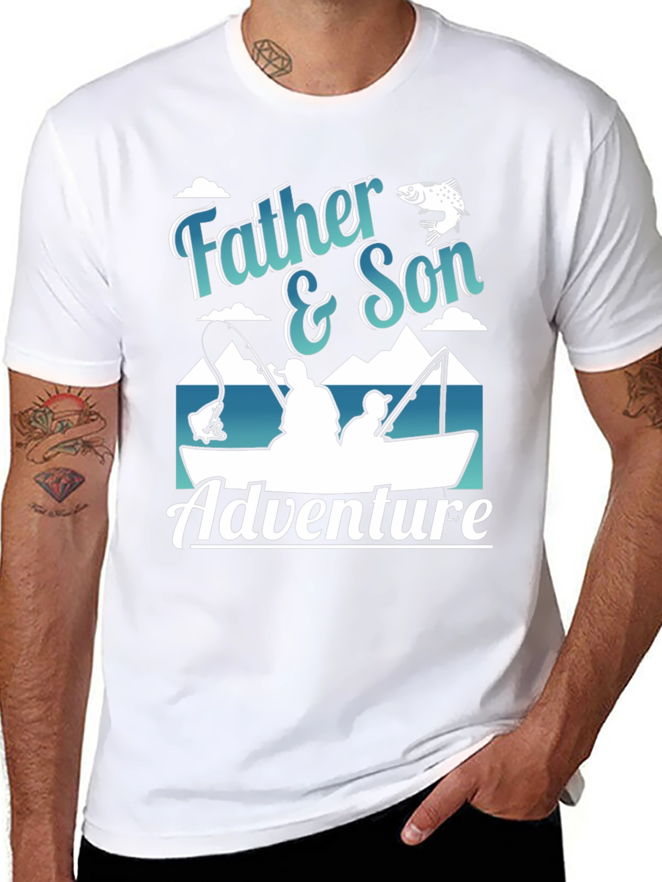 Black Father & Son Adventure Fishing T-Shirt view 8