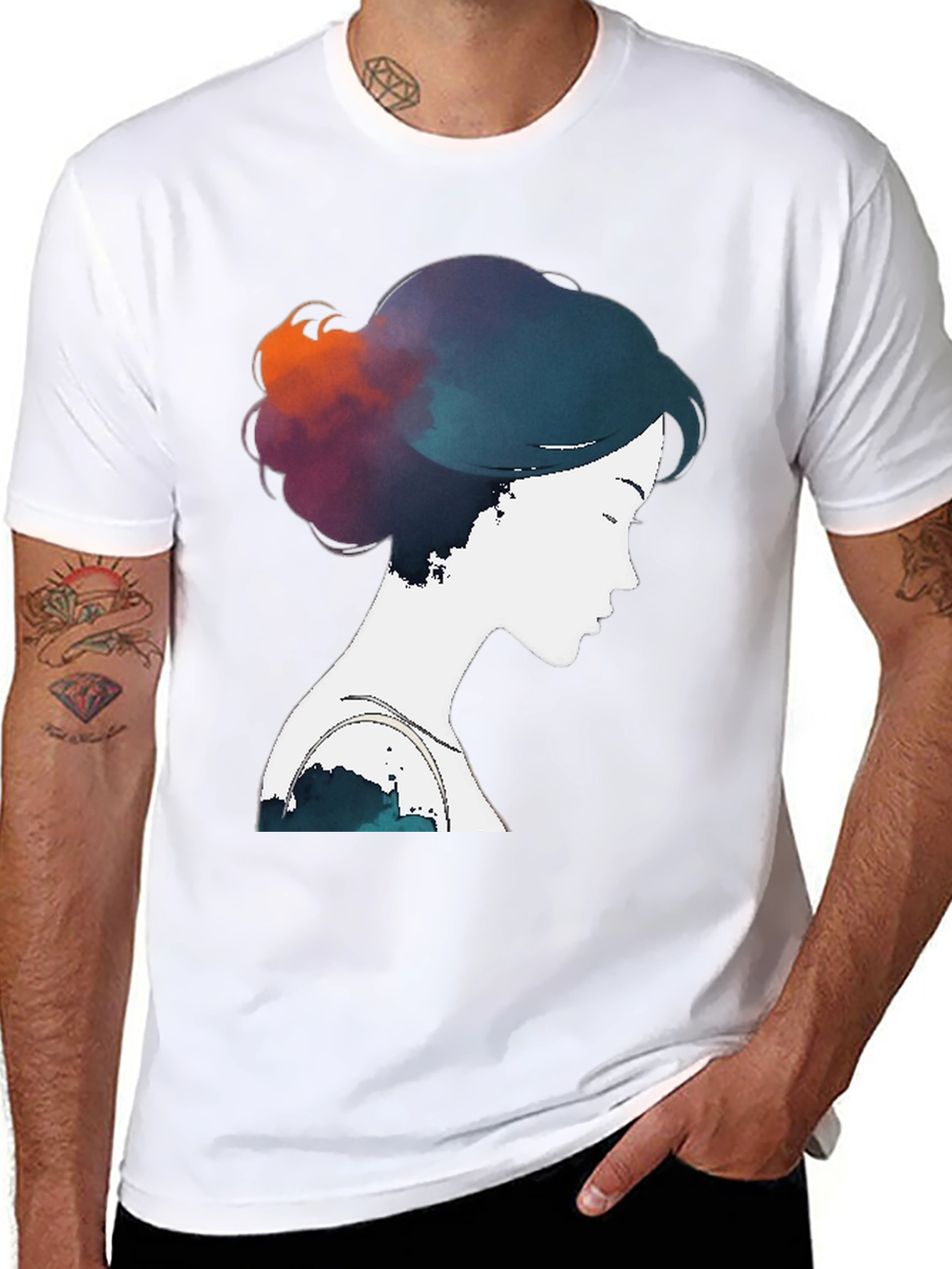 Black Watercolor Silhouette T-Shirt - Artistic Design view 8