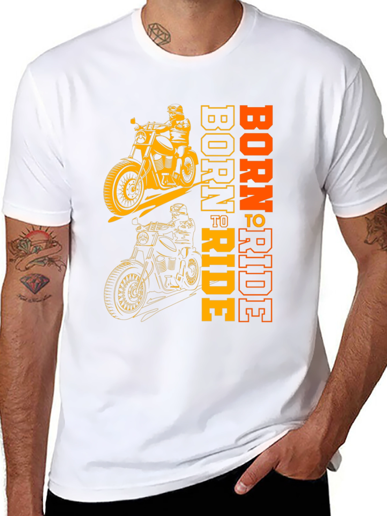 Black Born to Ride Motorcycle Graphic Tee - Black view 8