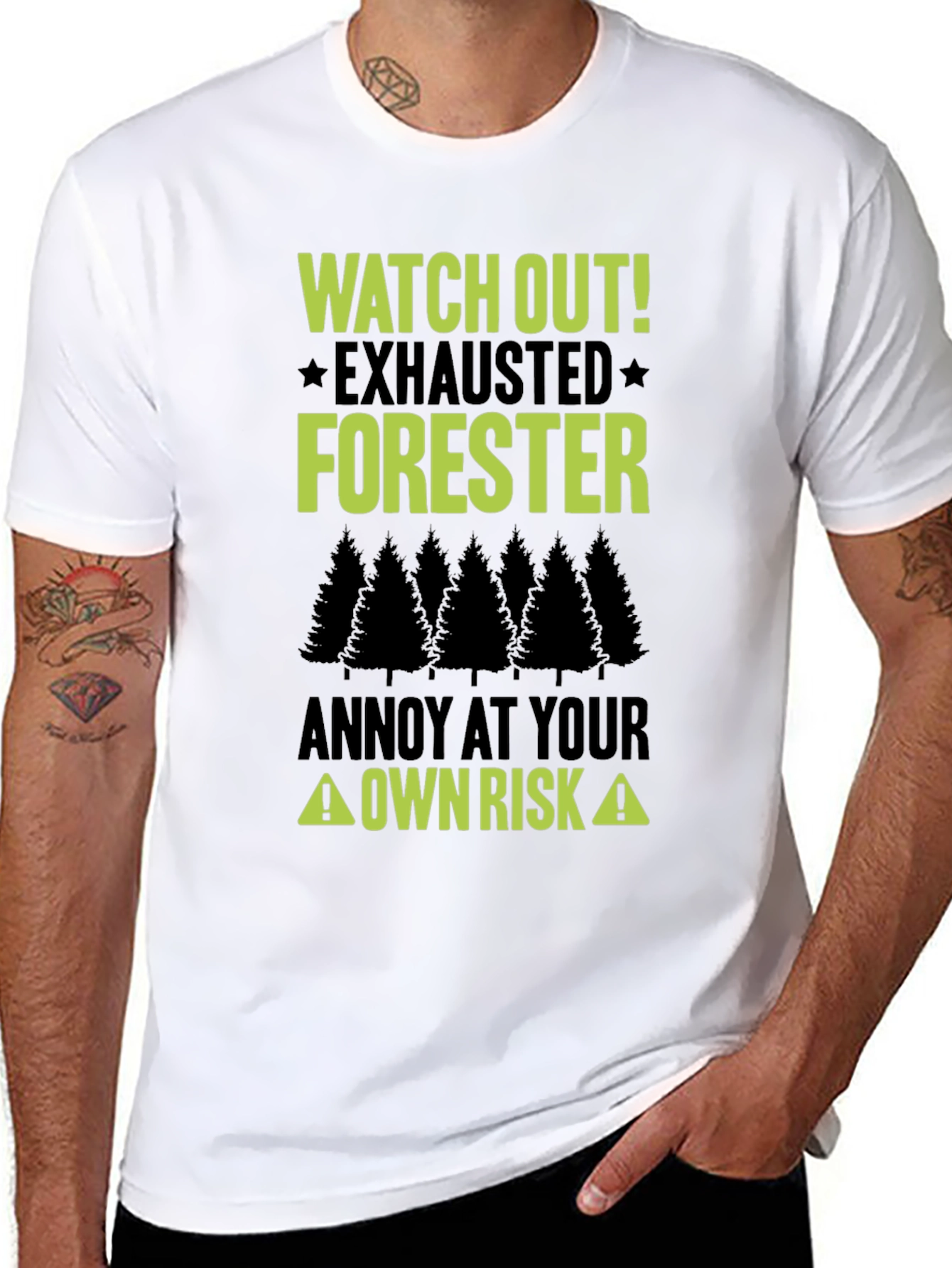 Black Exhausted Forester T-Shirt - Funny Forest Humor Tee view 8