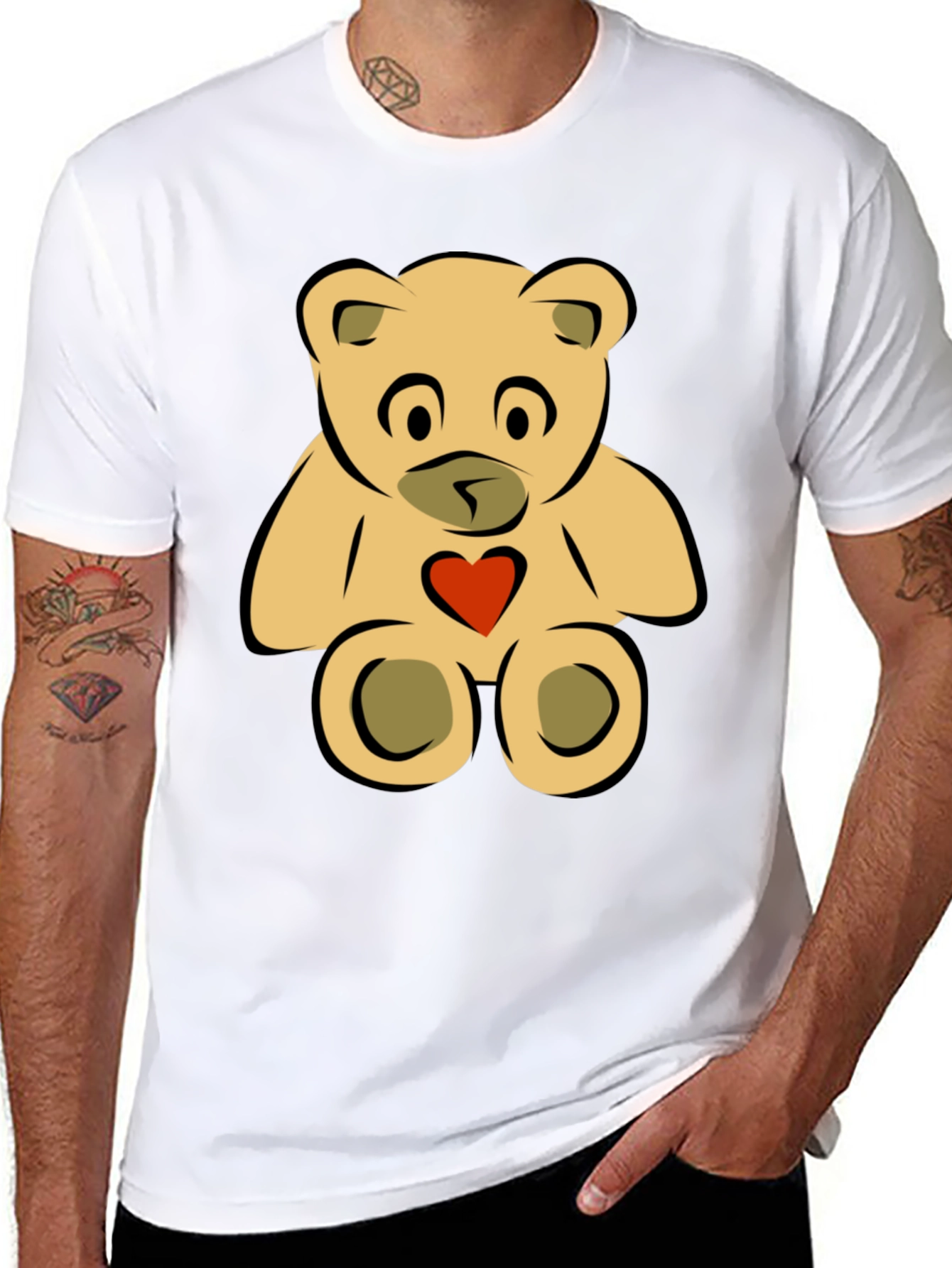 Black Cute Teddy Bear Graphic Tee - Black view 8