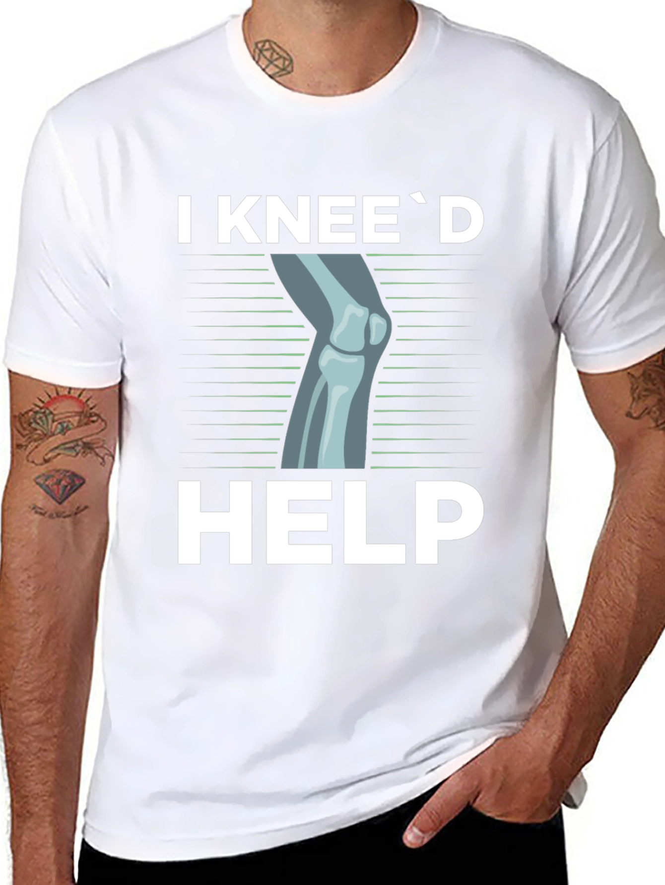 Black I Knee'd Help Funny Bone T-Shirt view 8