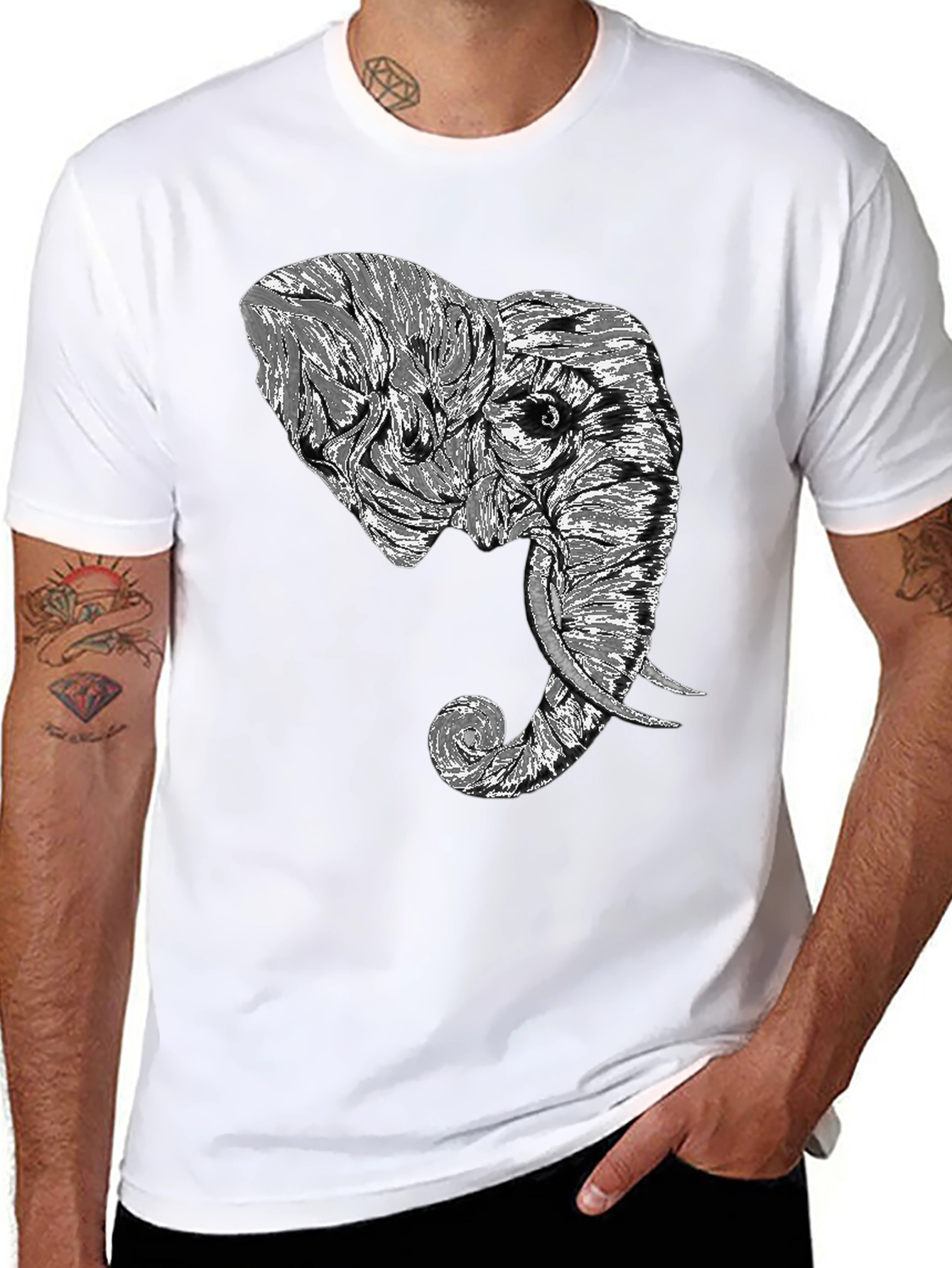 Elephant Graphic Tee - Stylish Men's Black T-Shirt - 8