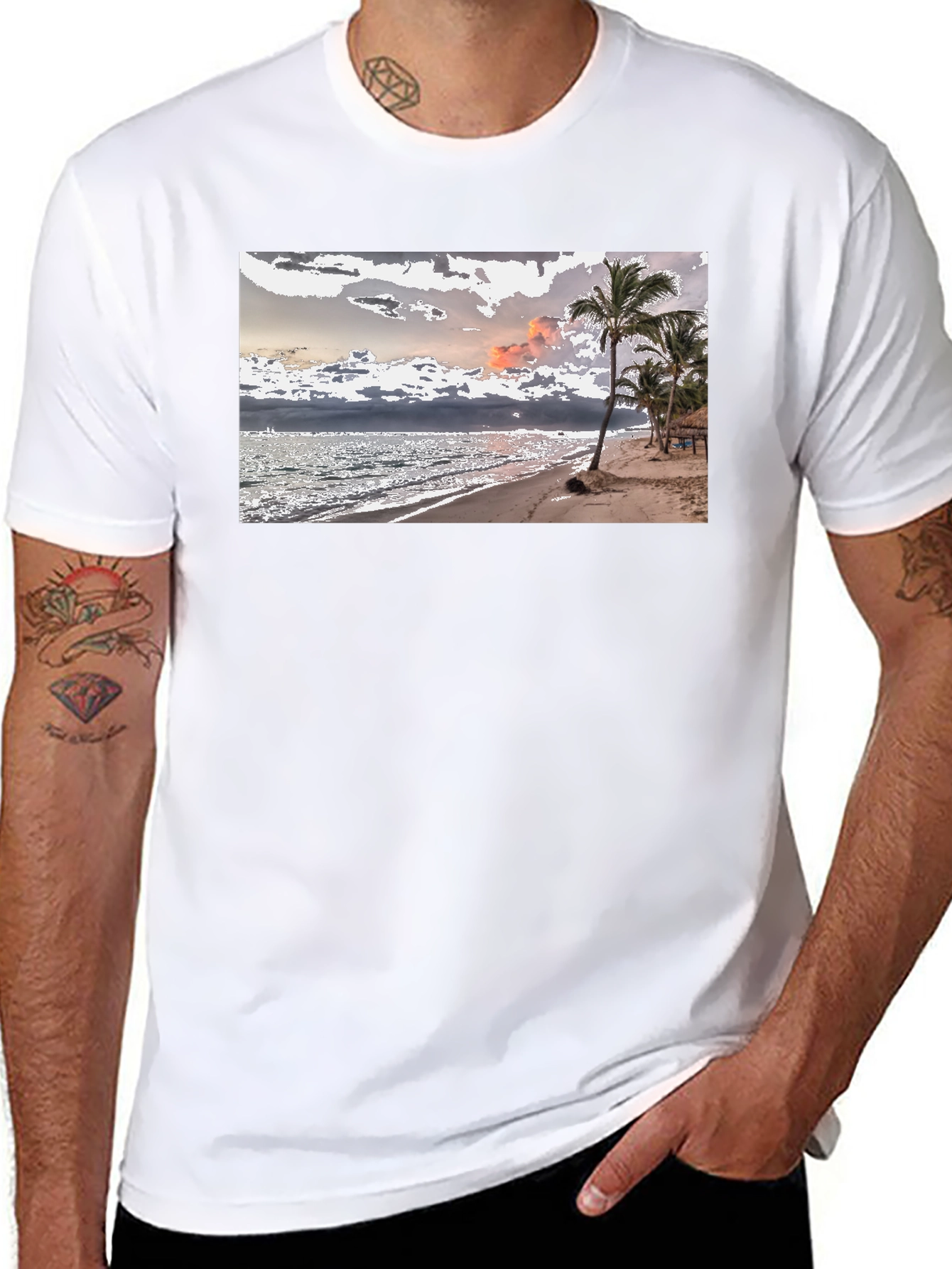 Black Beach Scene Graphic Tee view 8