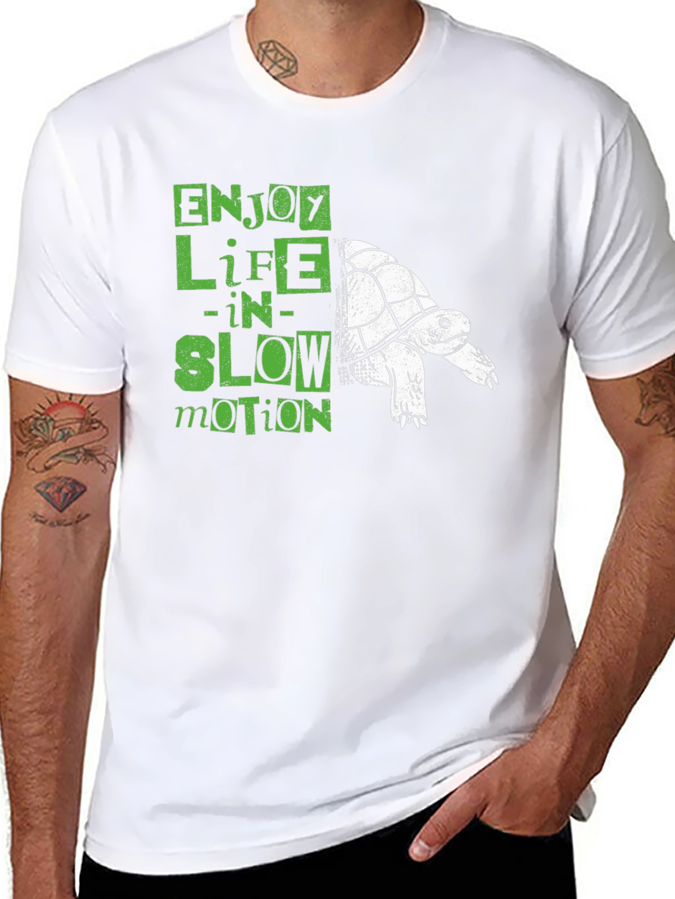 Black Enjoy Life in Slow Motion Turtle T-Shirt view 8