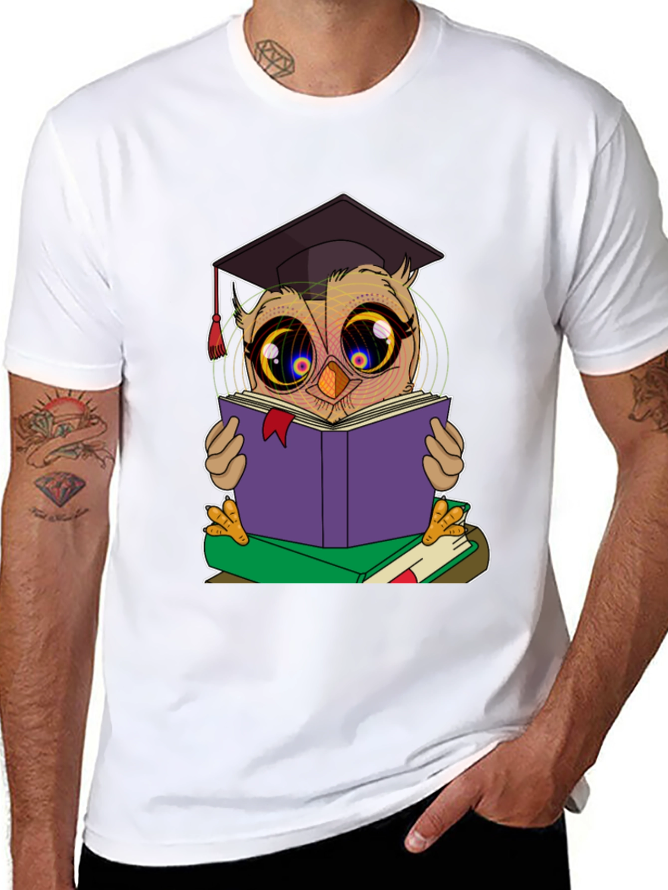 Black Owl Reading Book T-Shirt view 8