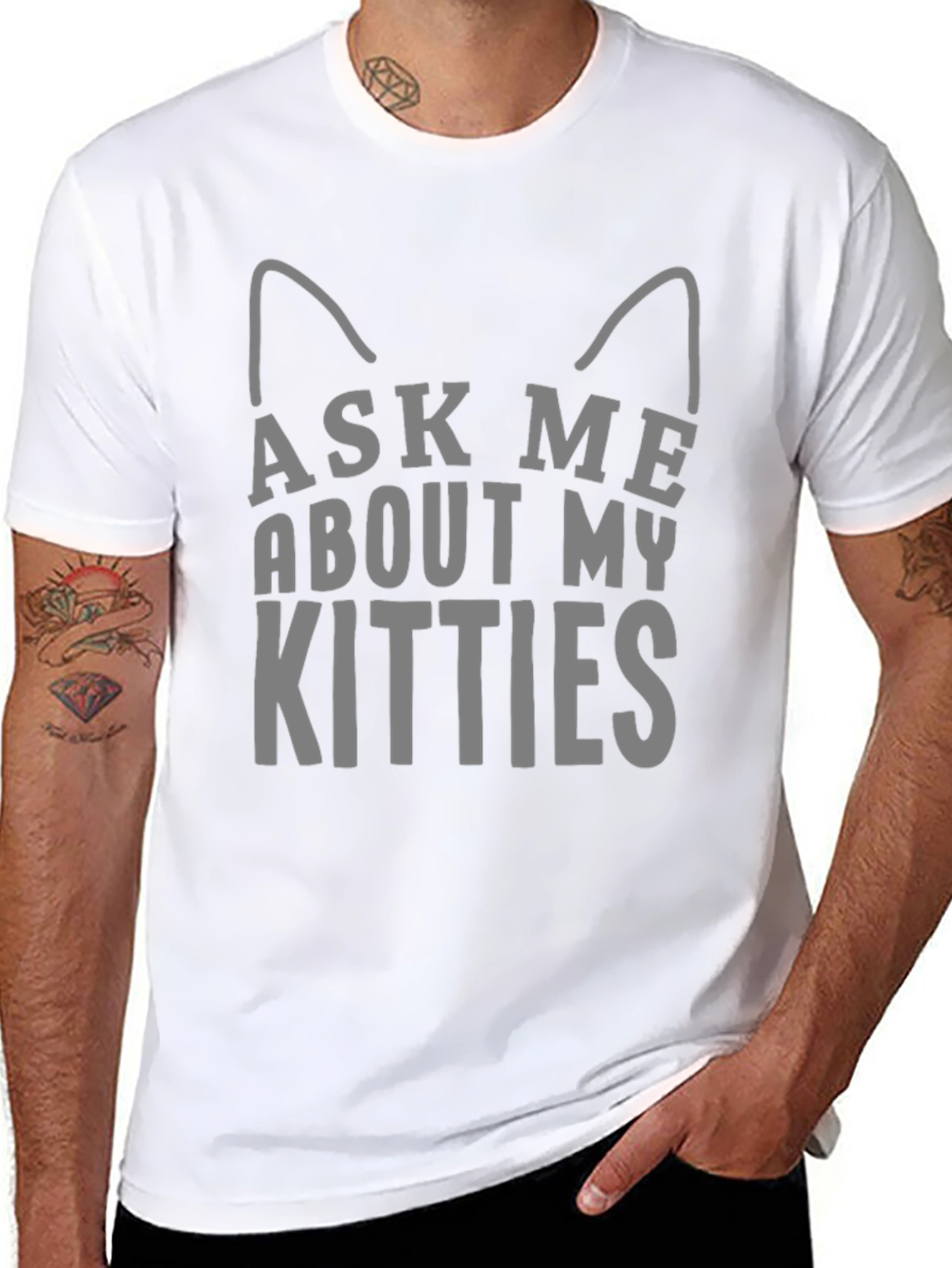 Black Ask Me About My Kitties T-Shirt, Cat Lover Tee view 8
