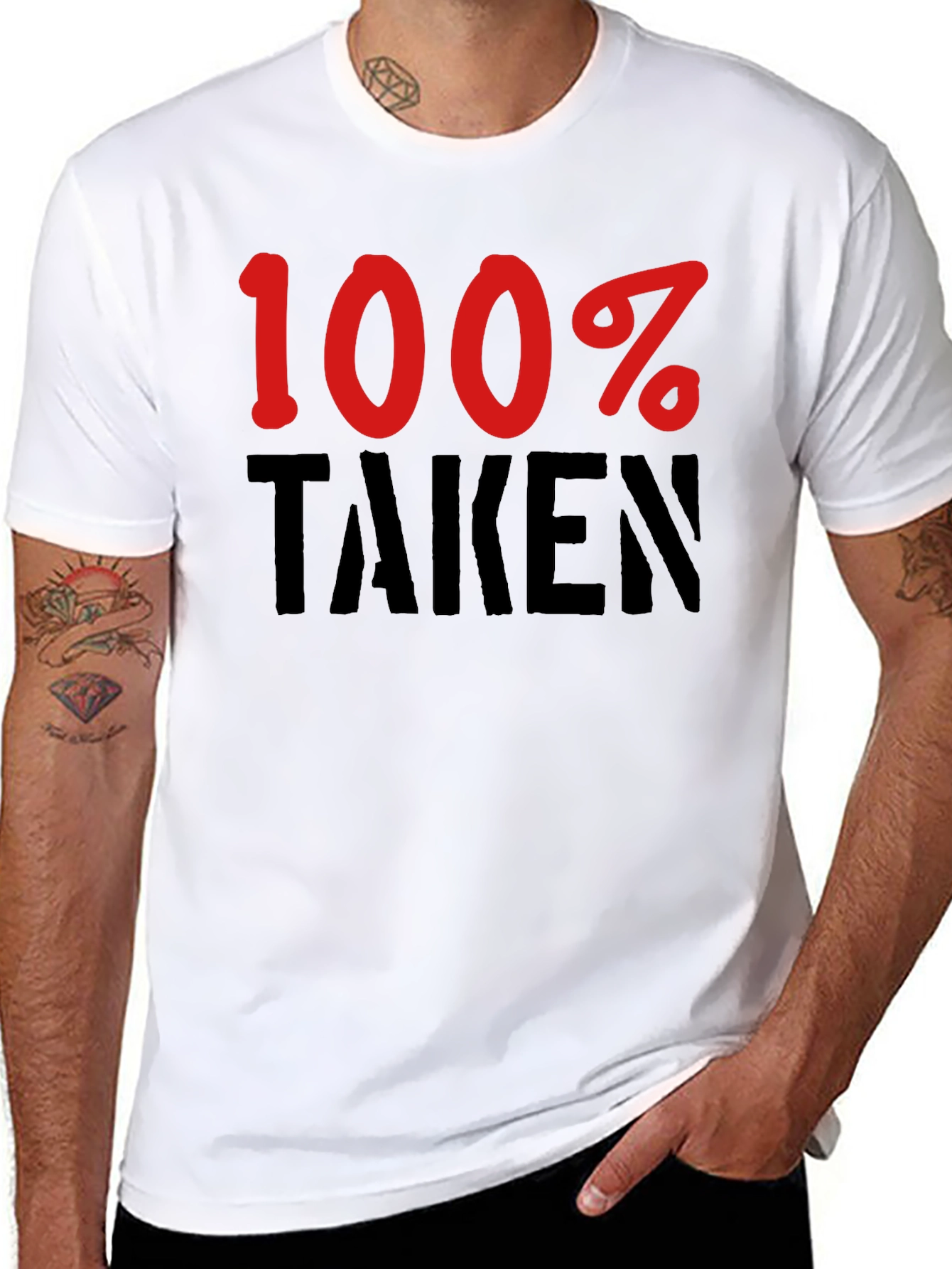 Black 100% Taken Graphic Tee - Funny Relationship Shirt view 8