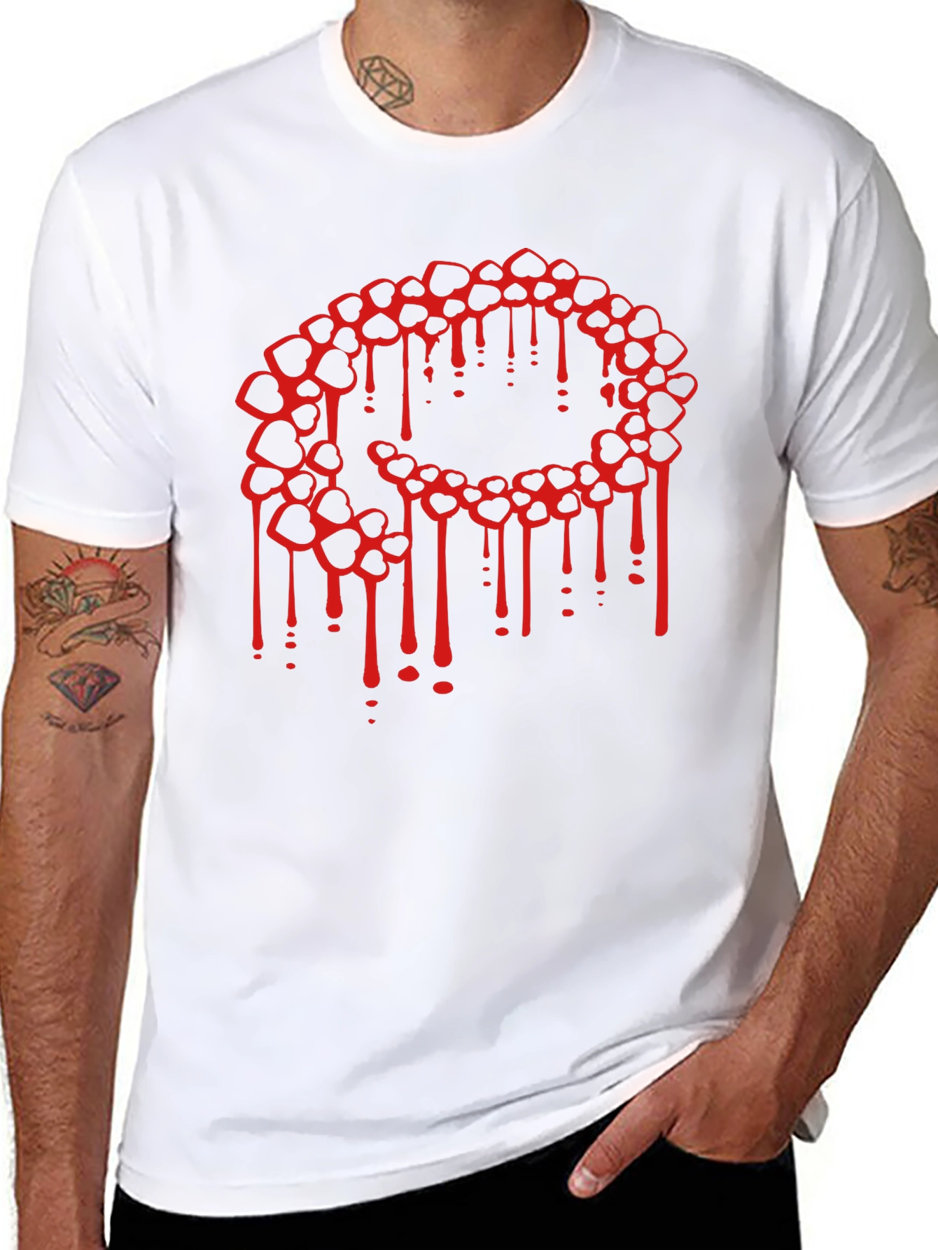 Black Bleeding Hearts Graphic Tee - Black view 8