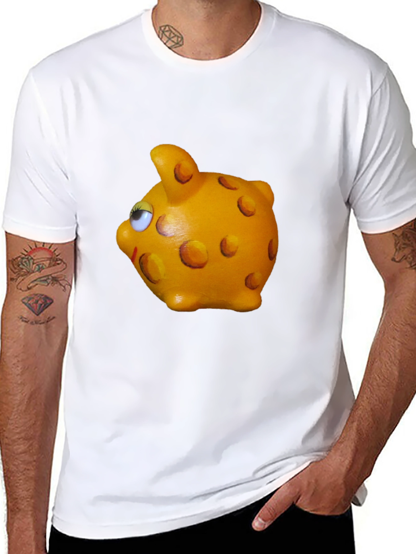 Black Funny Piggy Bank Graphic Tee - Unisex view 8