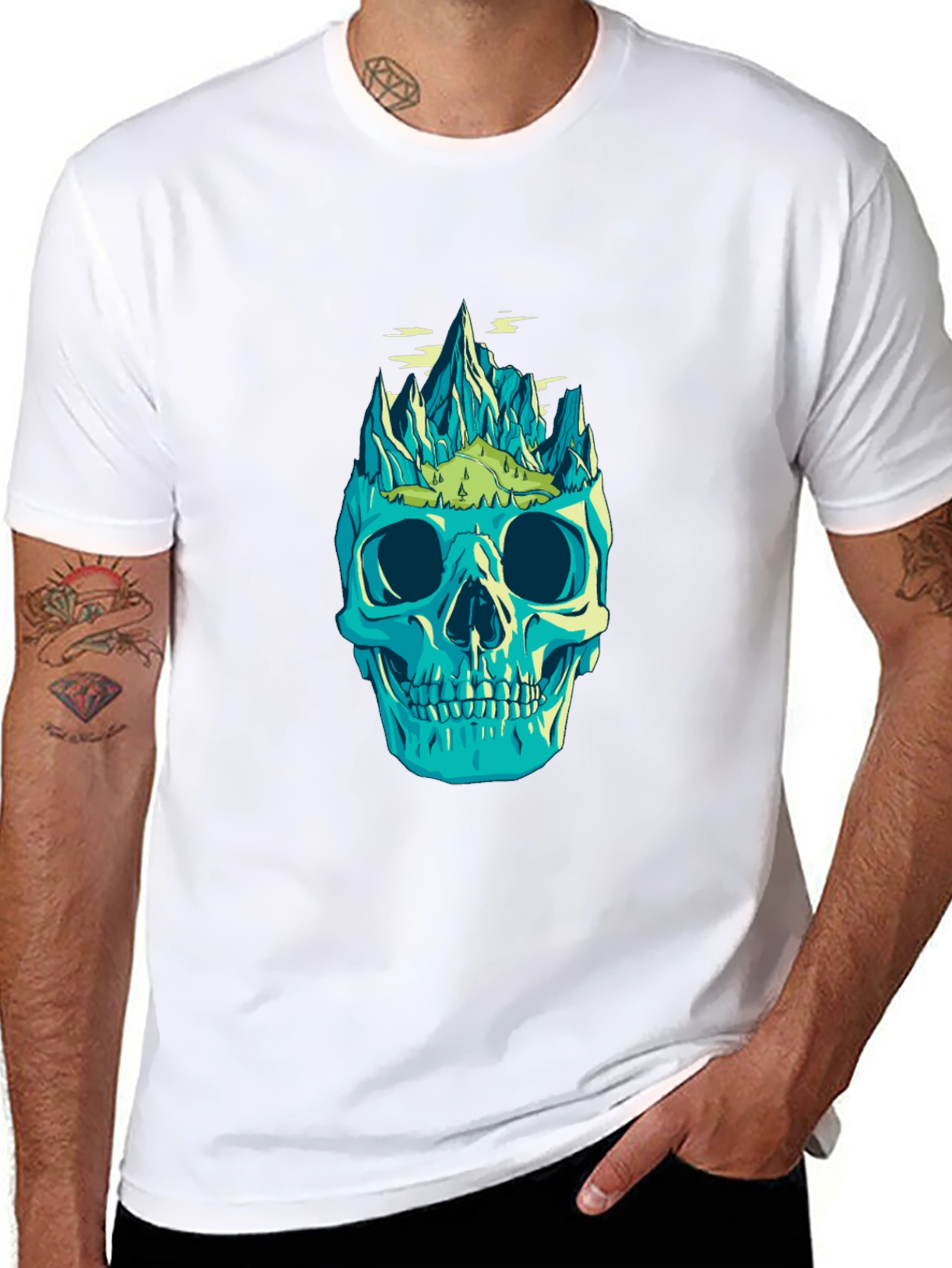 Black Skull Mountain Graphic Tee - Unique Design view 8