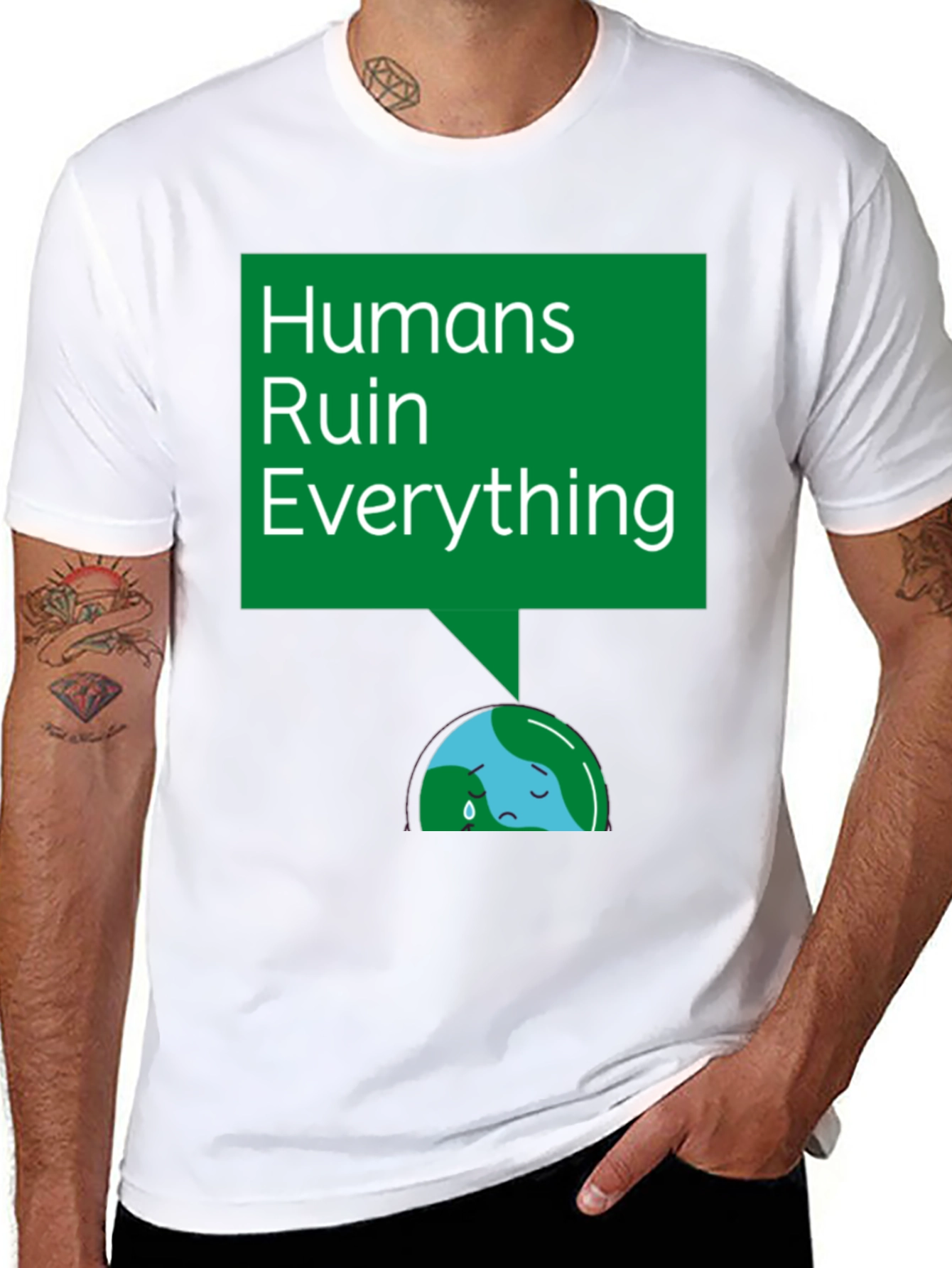 Black Humans Ruin Everything T-Shirt - Environmental Tee view 8
