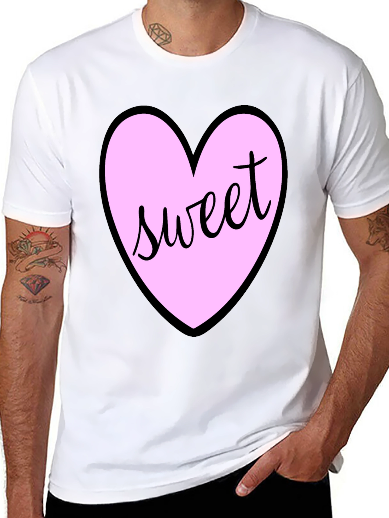 Black Sweet Heart T-Shirt - Black Cotton Valentine's Day Tee view 8